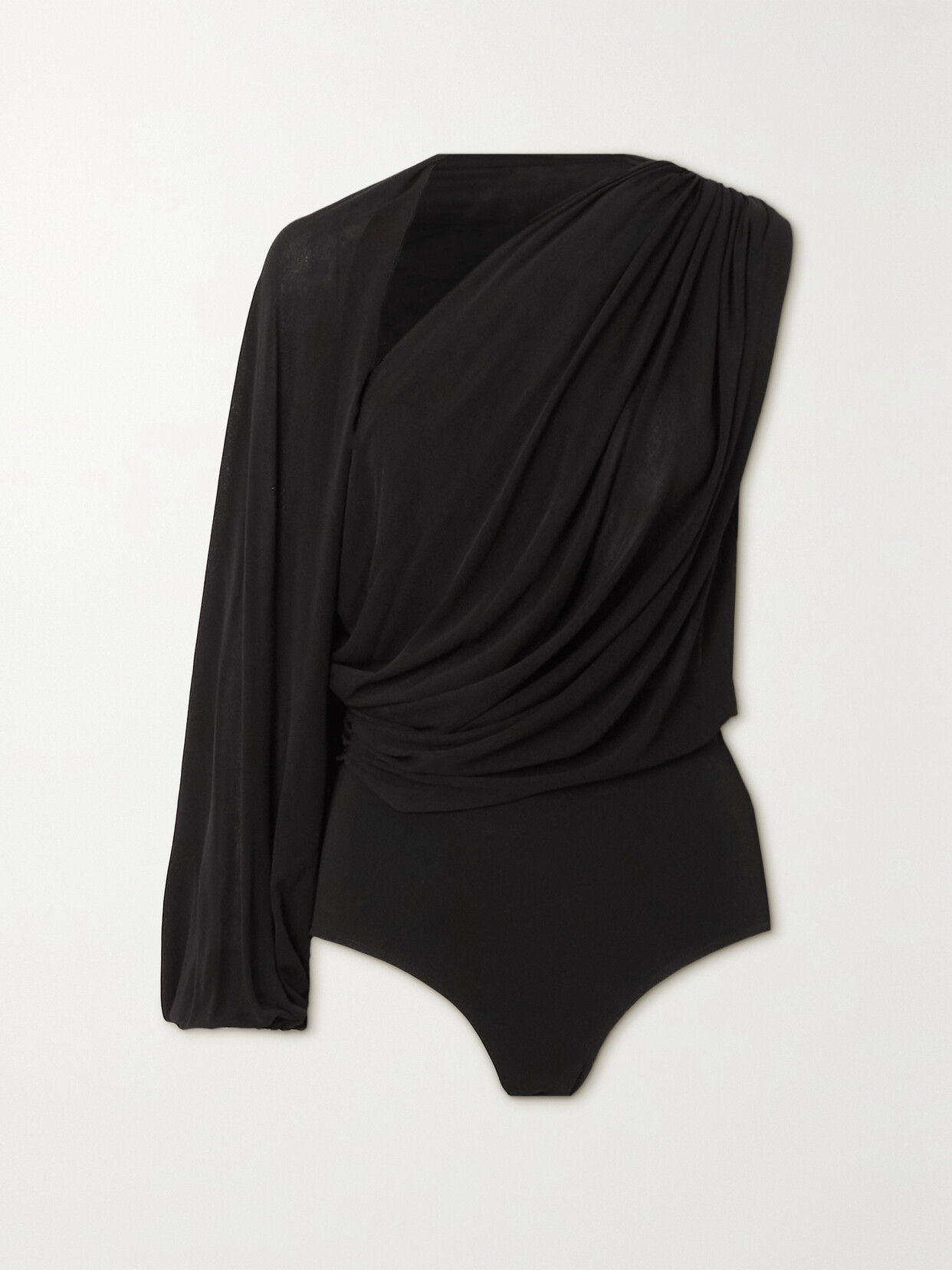 ESSE Studios - Asymmetric Draped Stretch-jersey Bodysuit - Black