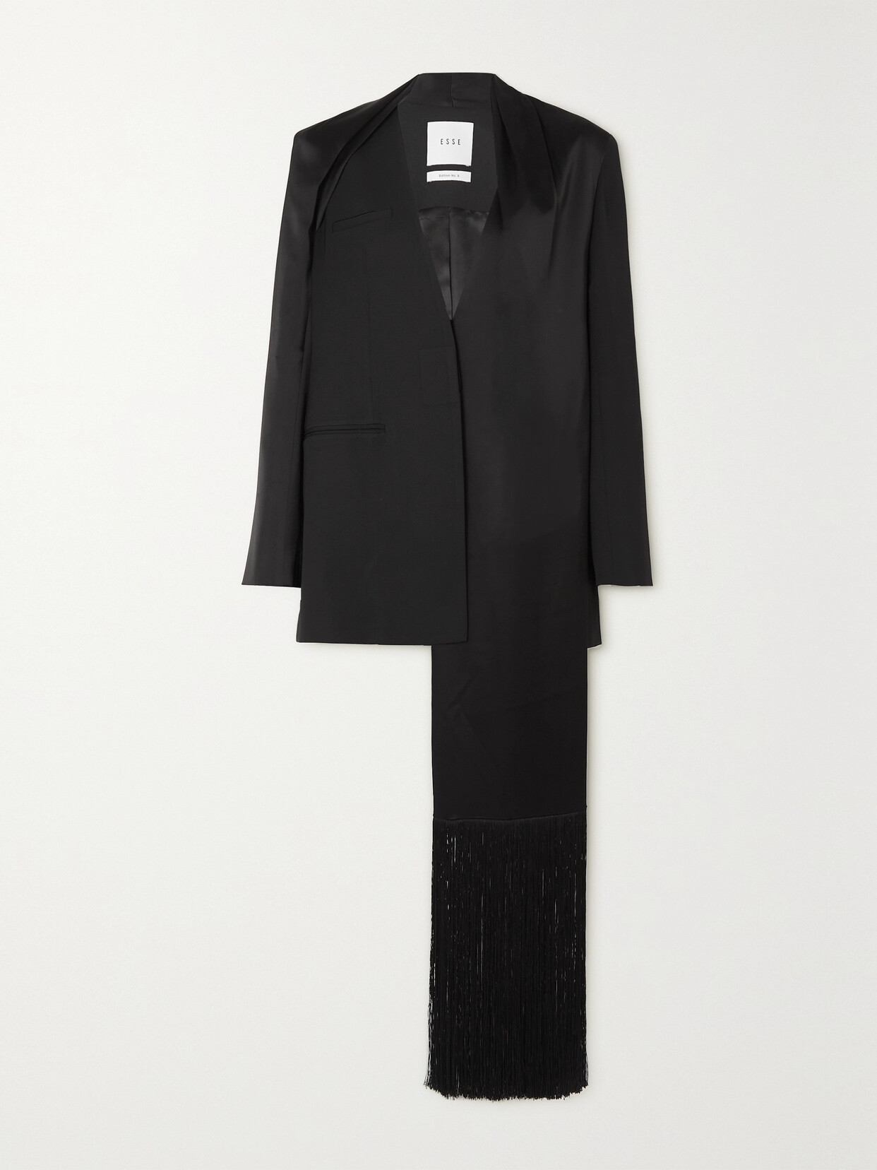 ESSE Studios - Mono Fringed Wool-blend And Satin Blazer - Black