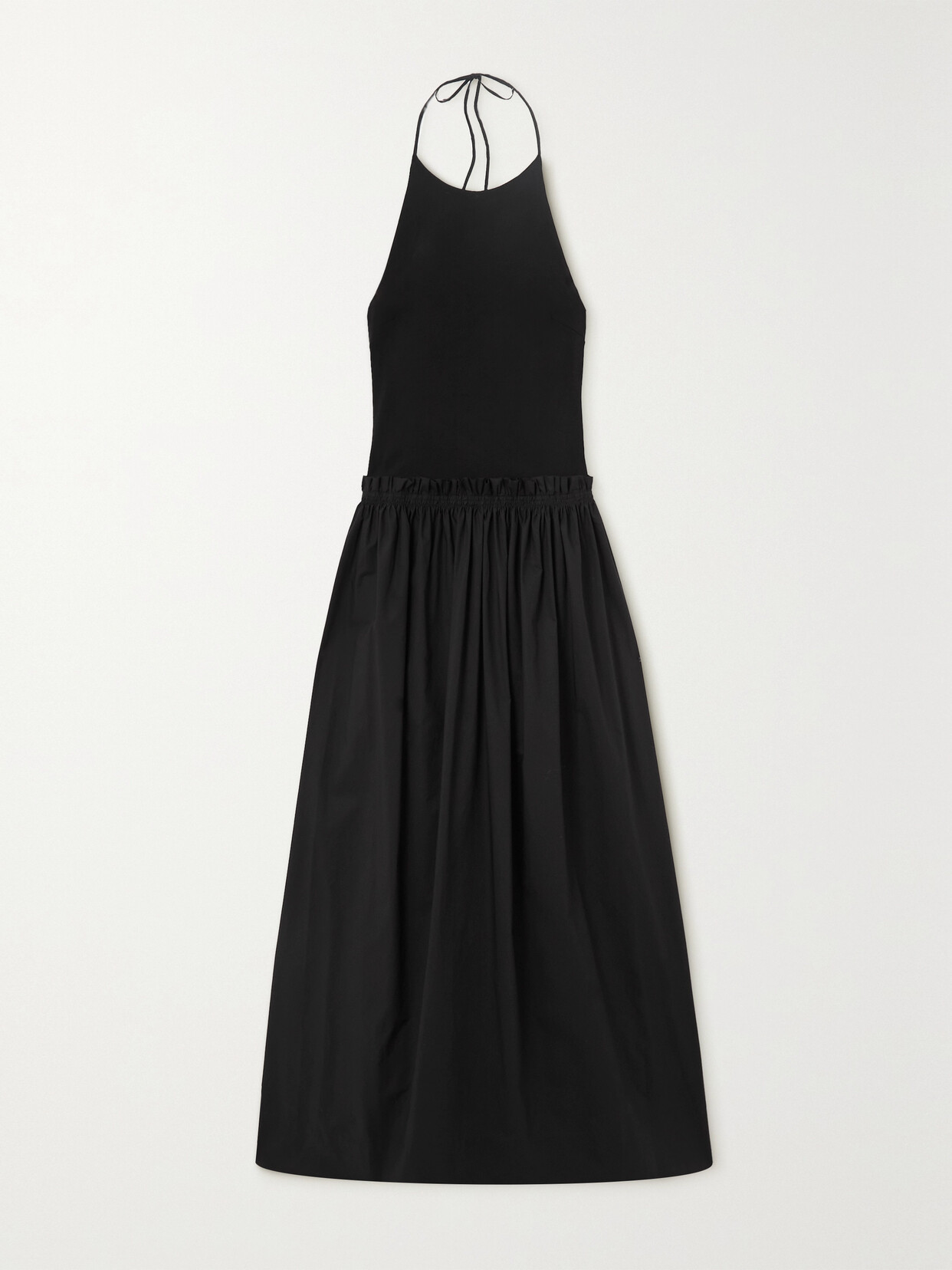 ESSE Studios - Knitted And Organic Cotton-poplin Halterneck Maxi Dress - Black