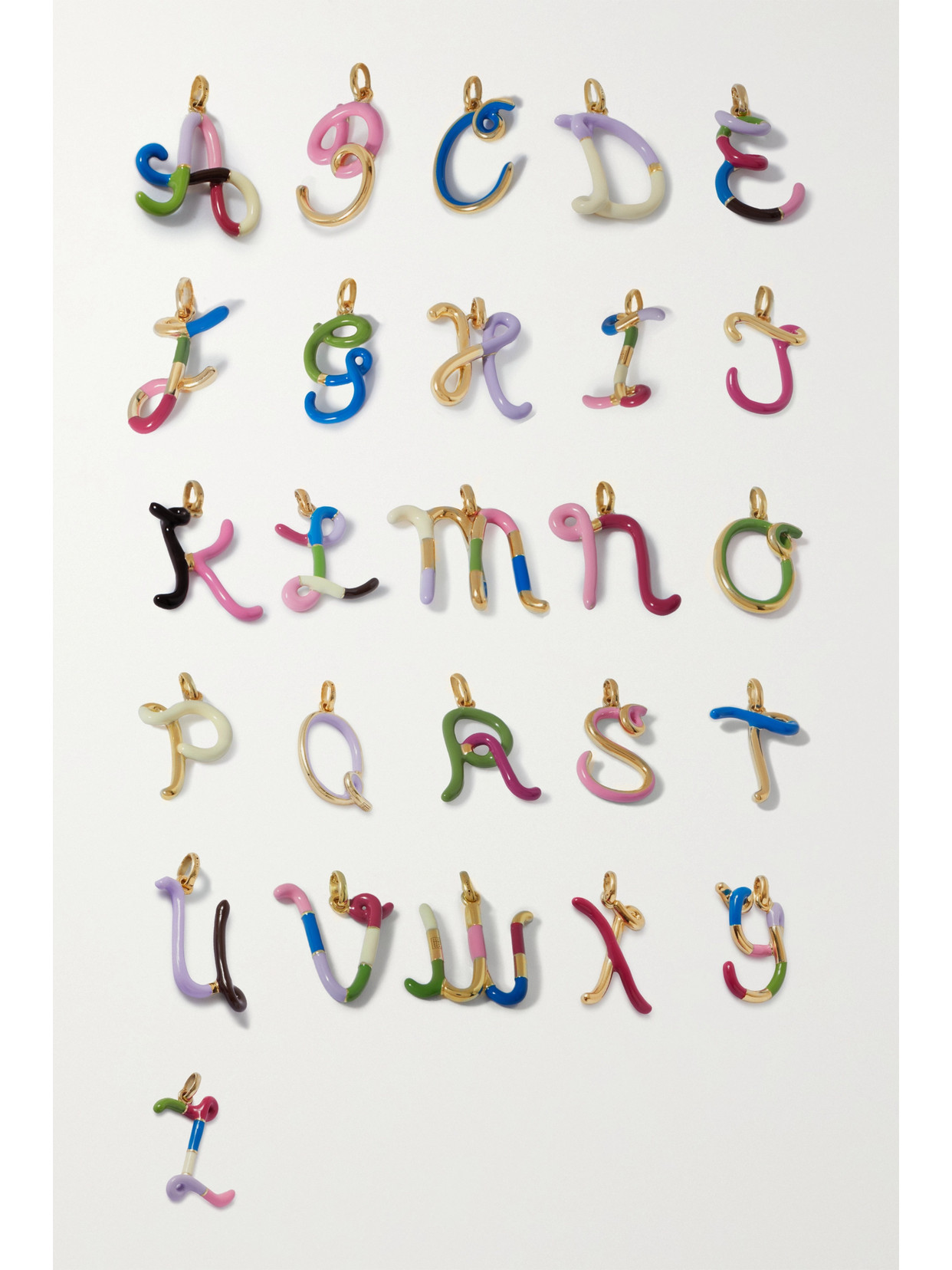 Bea Bongiasca Letter A-z 9-karat Gold And Enamel Necklace In Gold