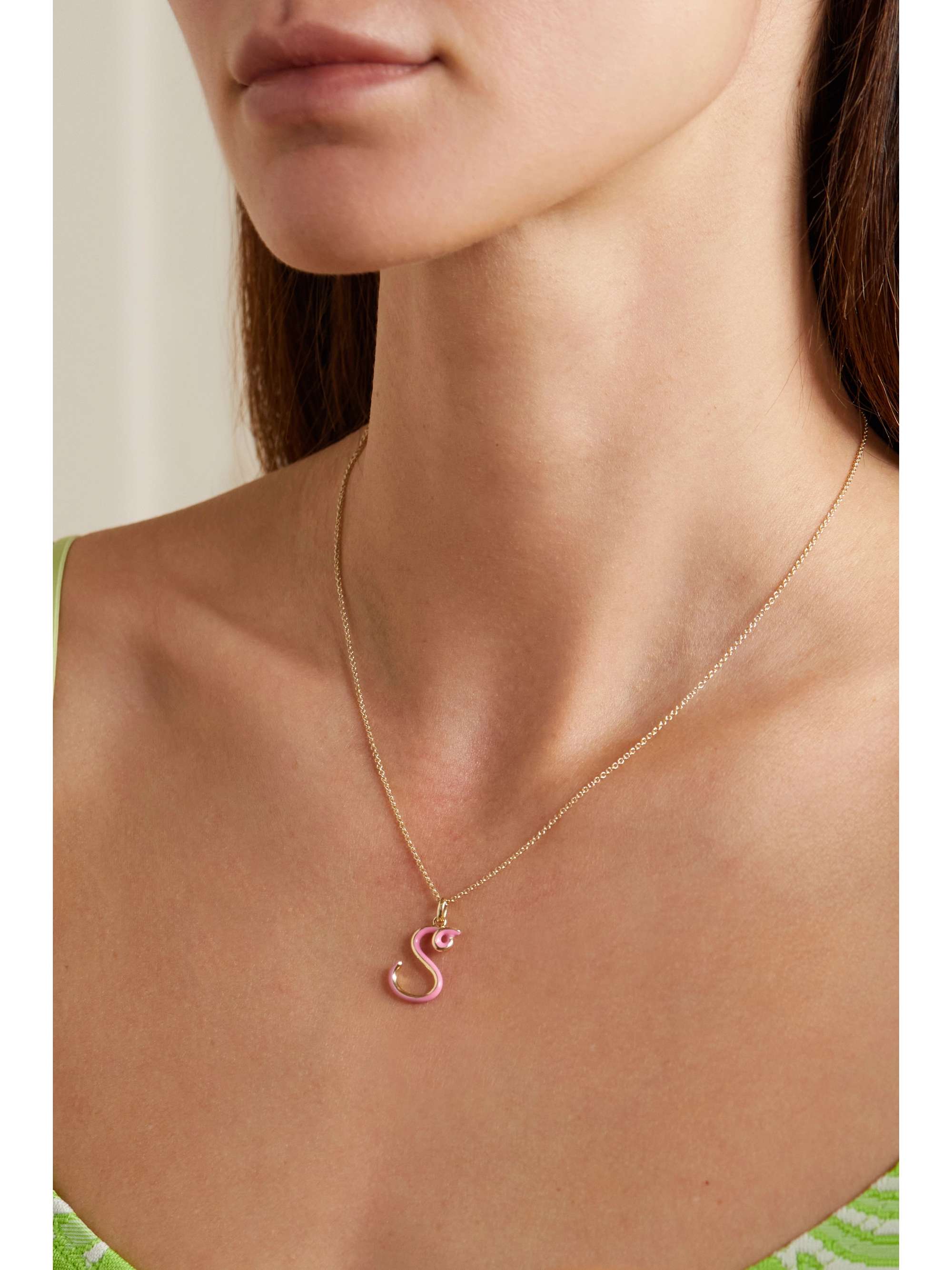 BEA BONGIASCA Letter A-Z Kette aus 9 Karat Gold mit Emaille
