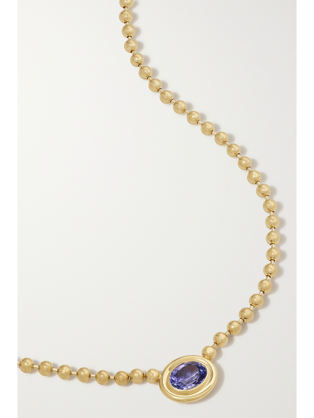 Gemella Double Bubble Bezel 18-karat Gold Tanzanite Necklace