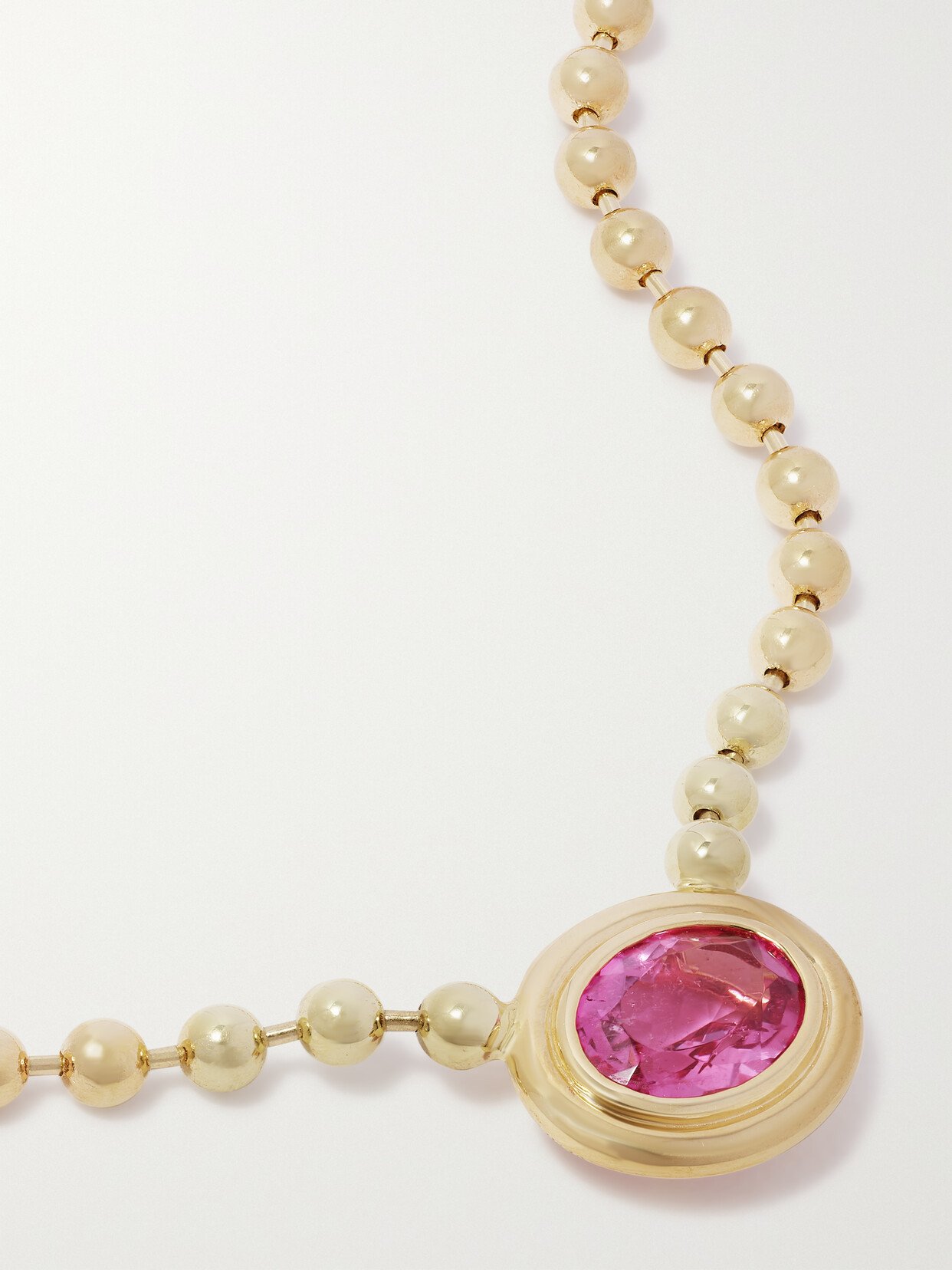 Gemella Double Bubble Bezel 18-karat Gold Tourmaline Necklace