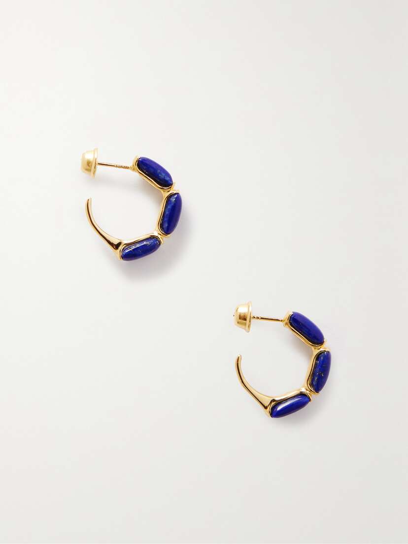 Fernando Jorge Oblong Small 18-karat Gold Lapis Lazuli Hoop Earrings