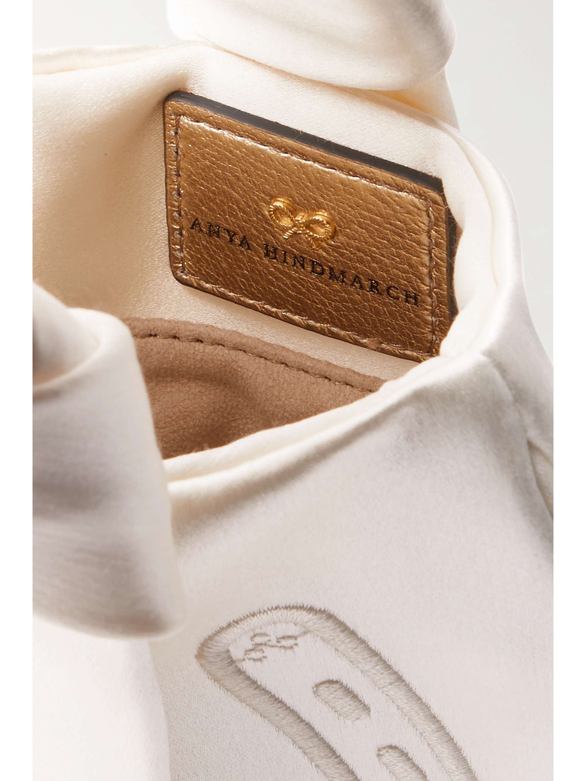 ANYA HINDMARCH Tie the Knot embroidered satin clutch