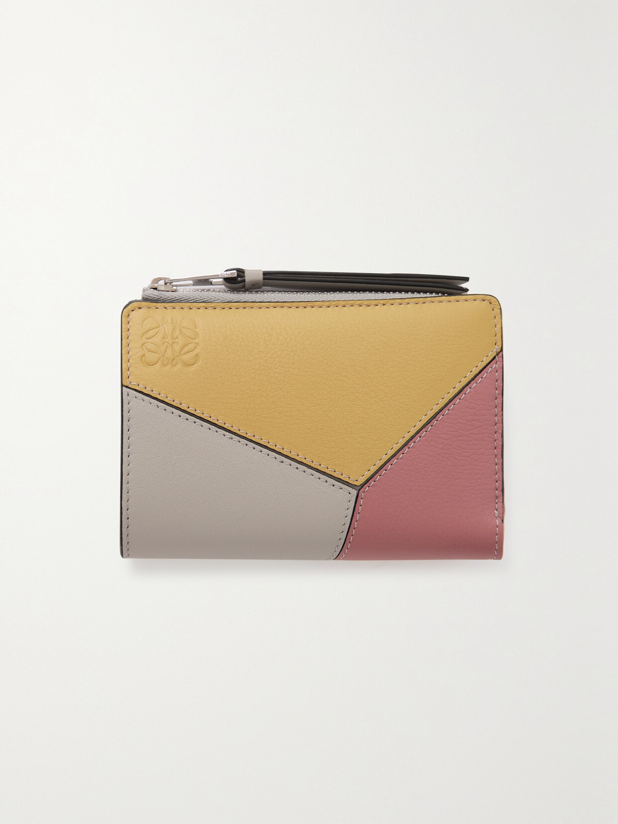 Loewe Puzzle Color-block Leather Wallet In Pink