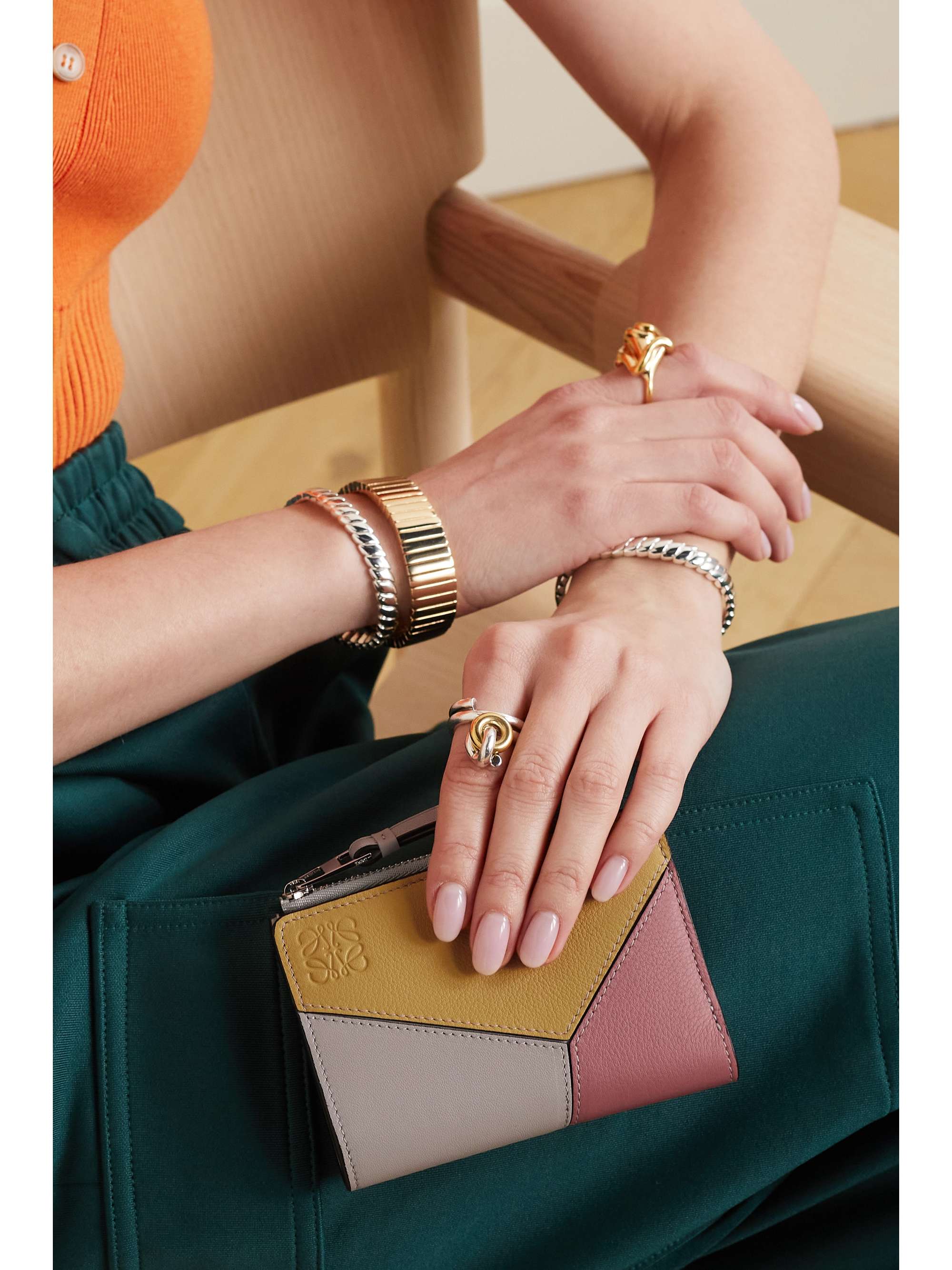 LOEWE Puzzle color-block leather wallet