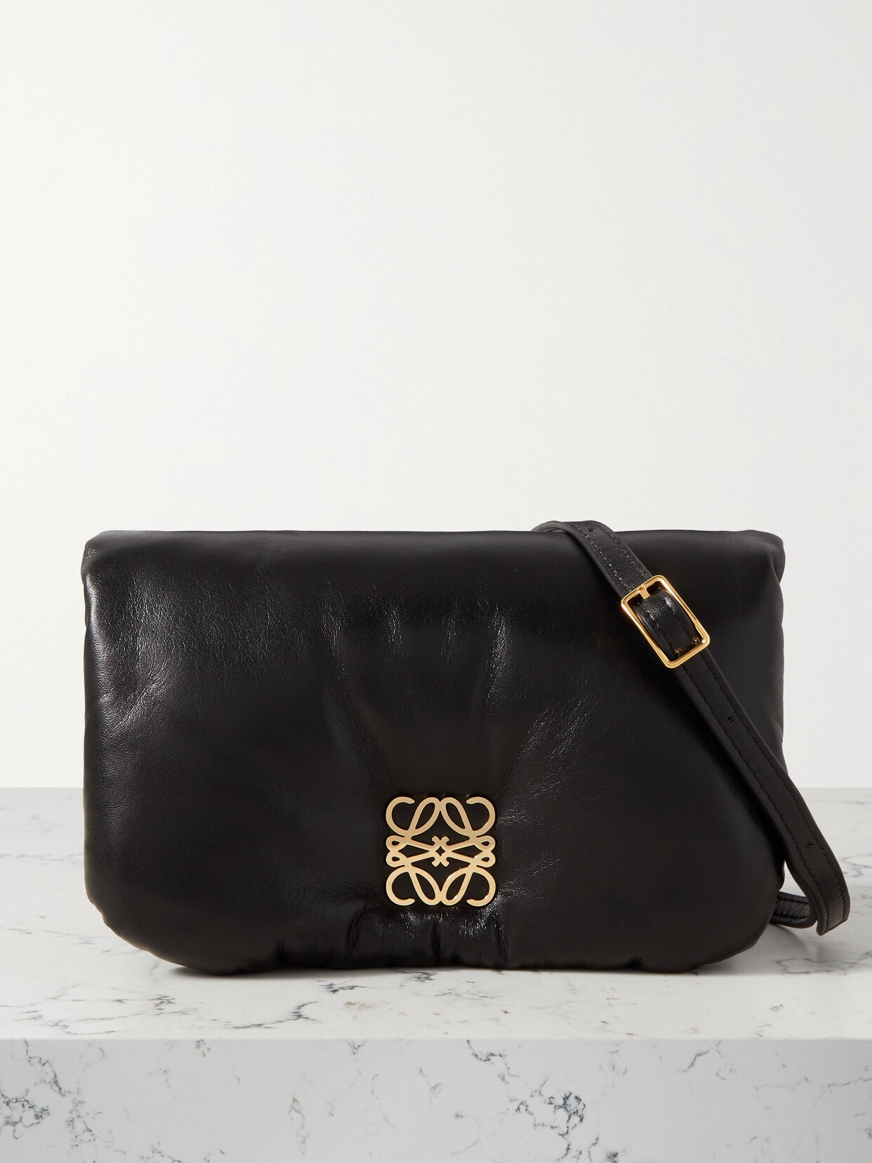 Loewe - Puffer Goya Mini Embellished Padded Leather Down Shoulder Bag - Black