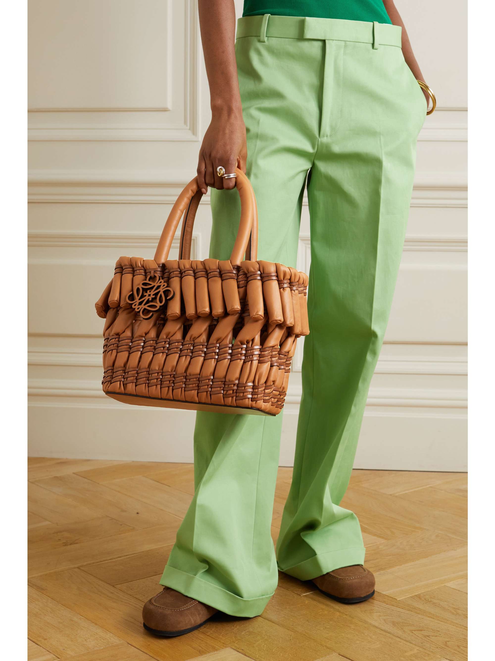 LOEWE Small tubular leather tote bag NETAPORTER