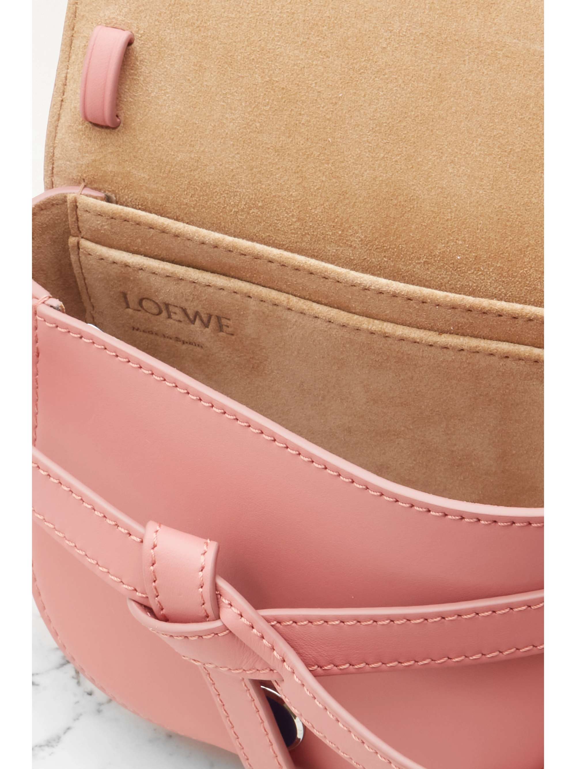 LOEWE Gate mini canvas jacquard-trimmed leather shoulder bag