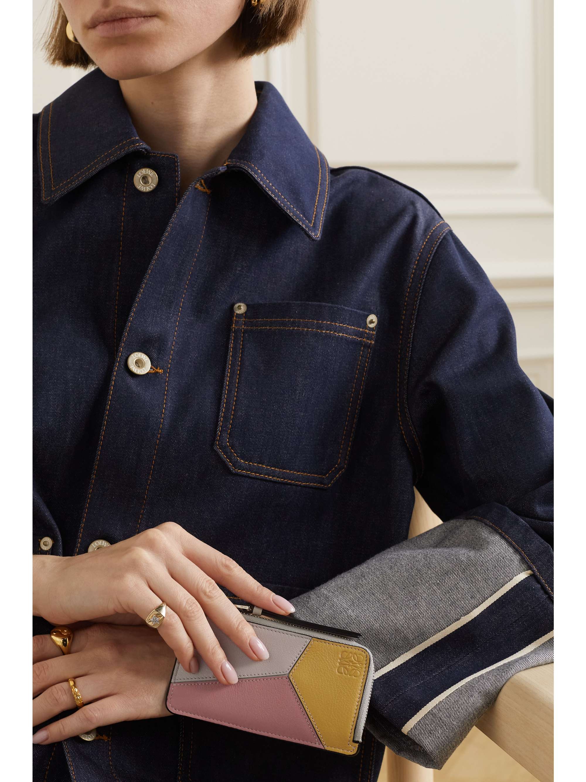 LOEWE Puzzle color-block leather cardholder