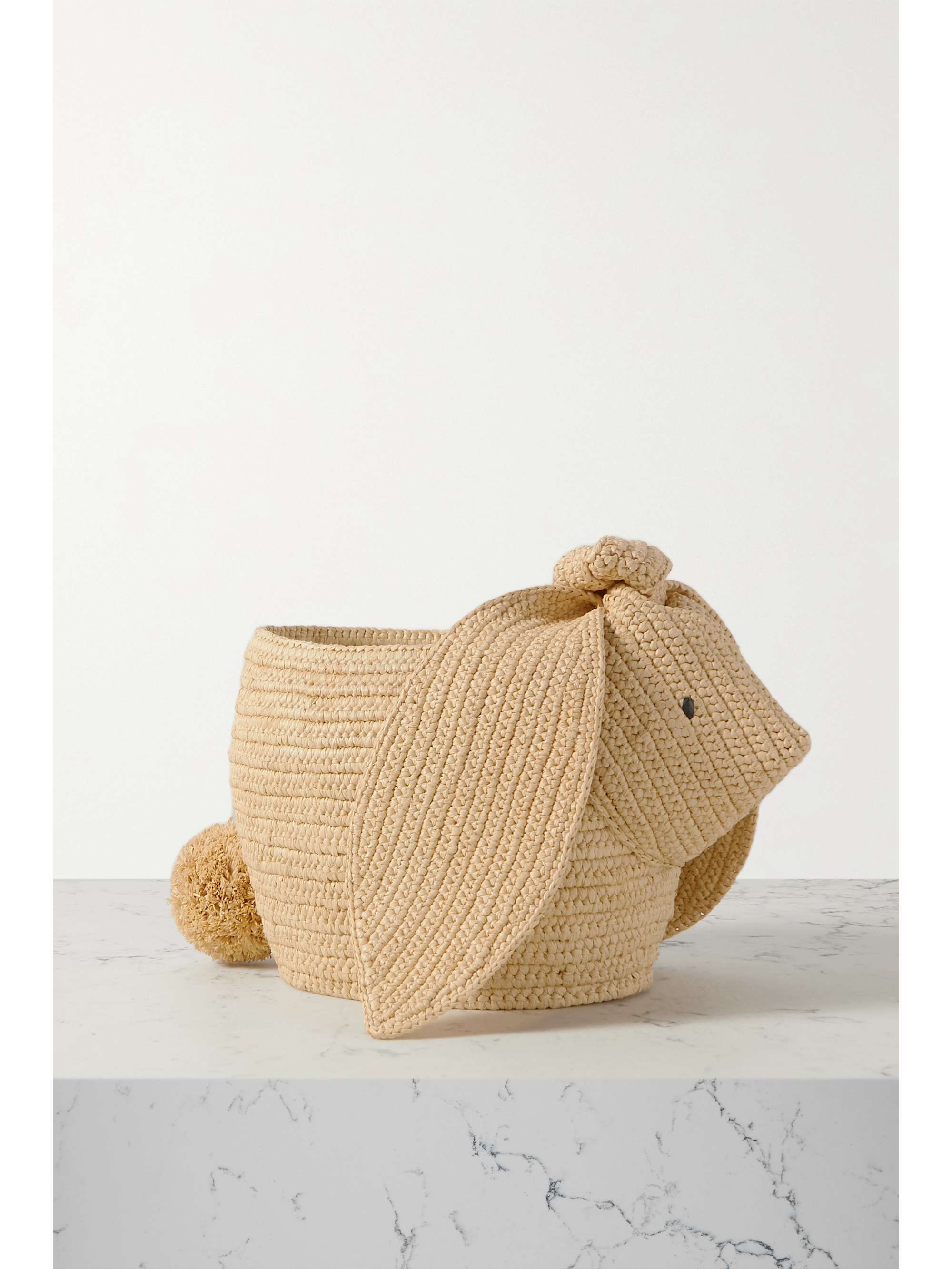 LOEWE Sac porté épaule en raphia à finitions en cuir Bunny Bucket Small