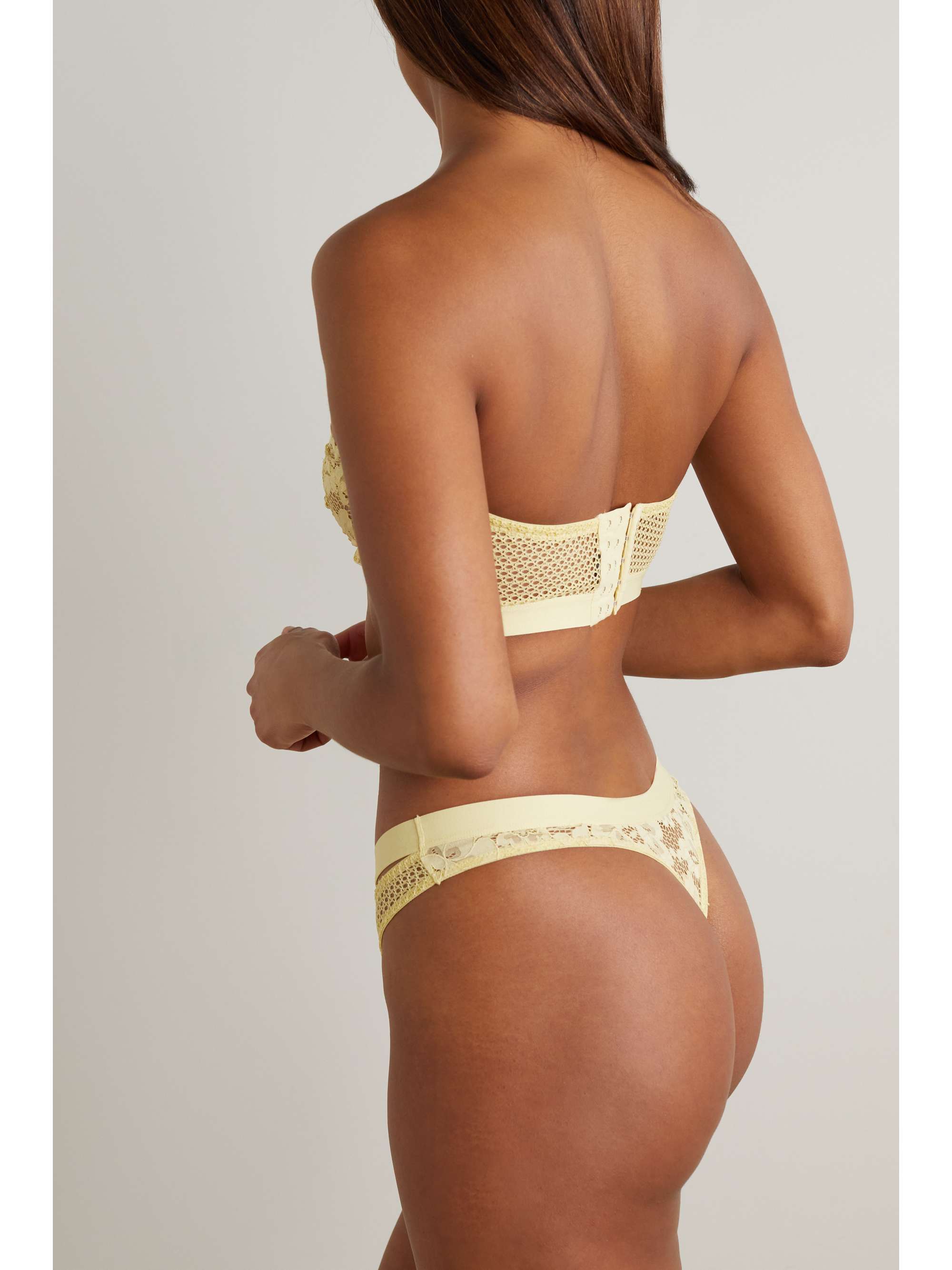 ELSE Petunia stretch-mesh and corded lace thong