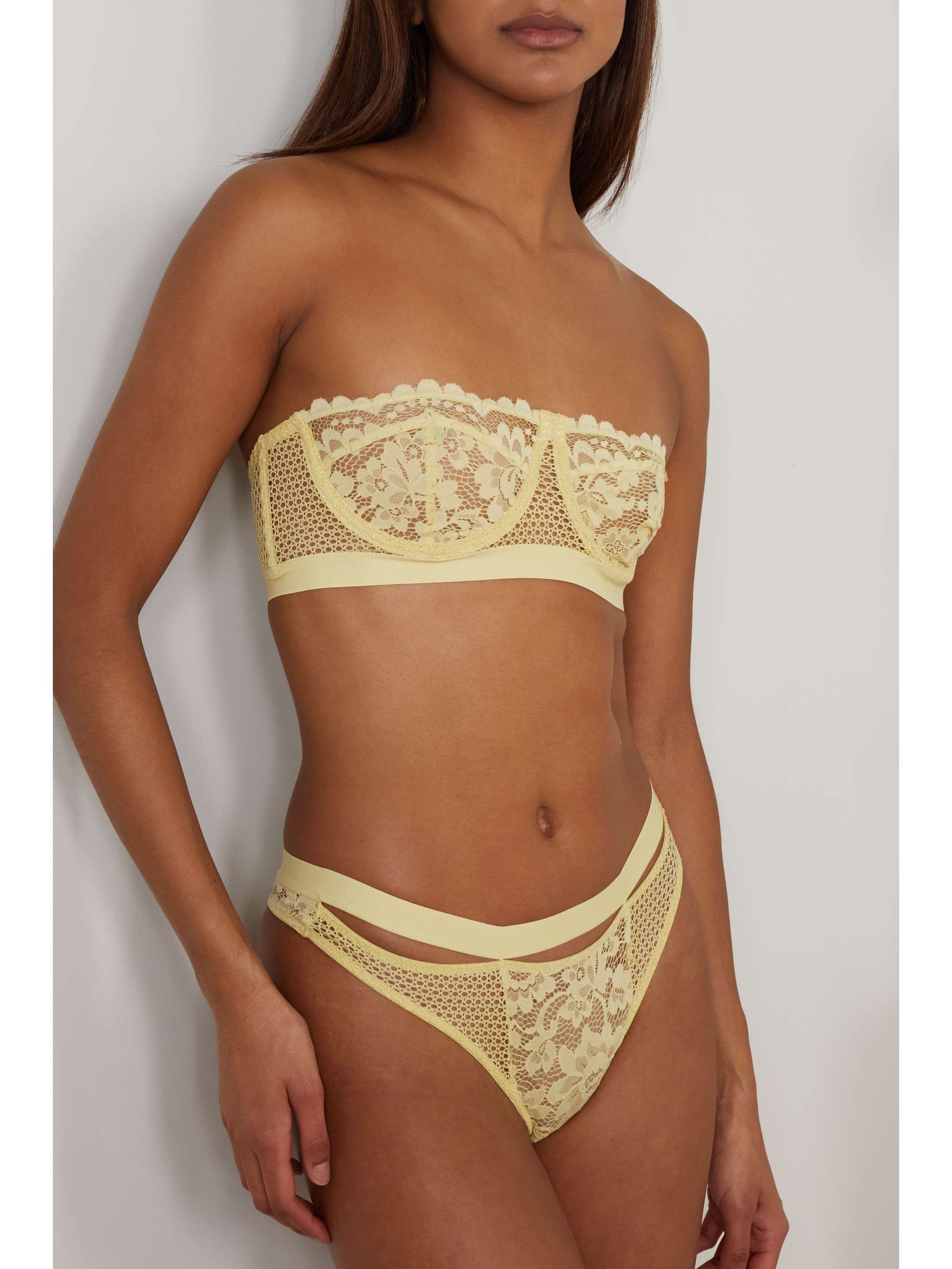 ELSE Petunia stretch-mesh and corded lace thong