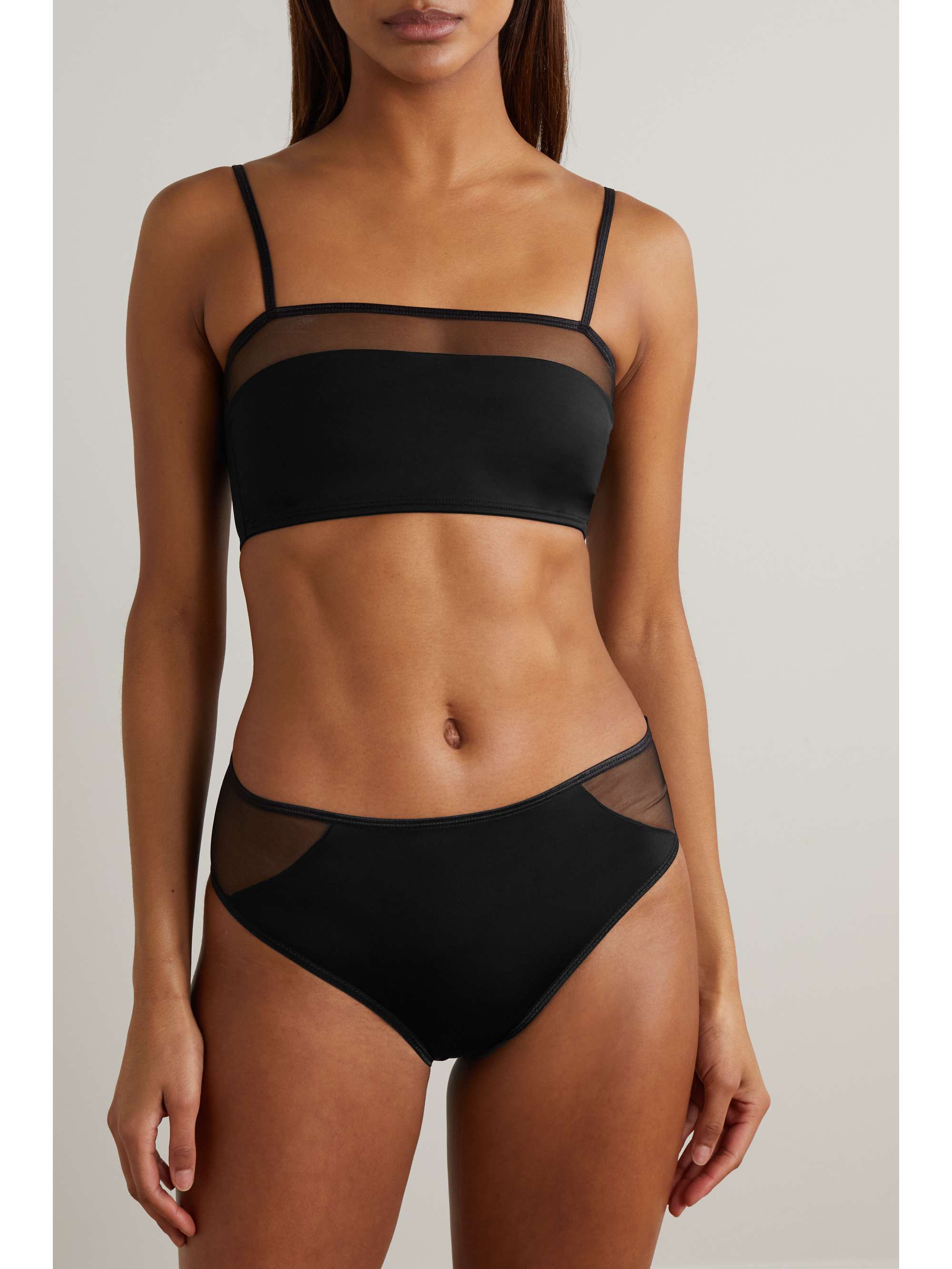 ELSE Gigi tulle-trimmed stretch-jersey boy shorts