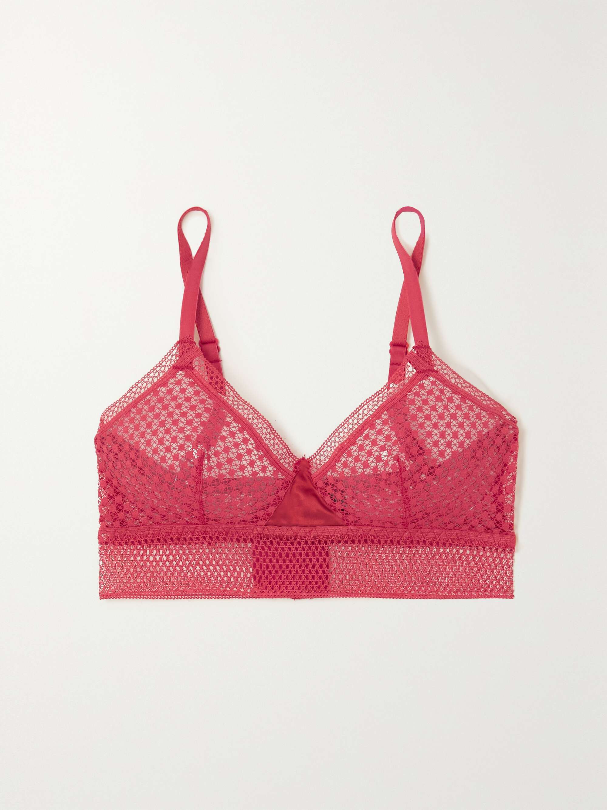 ELSE Bella satin-trimmed stretch-lace soft-cup triangle bra