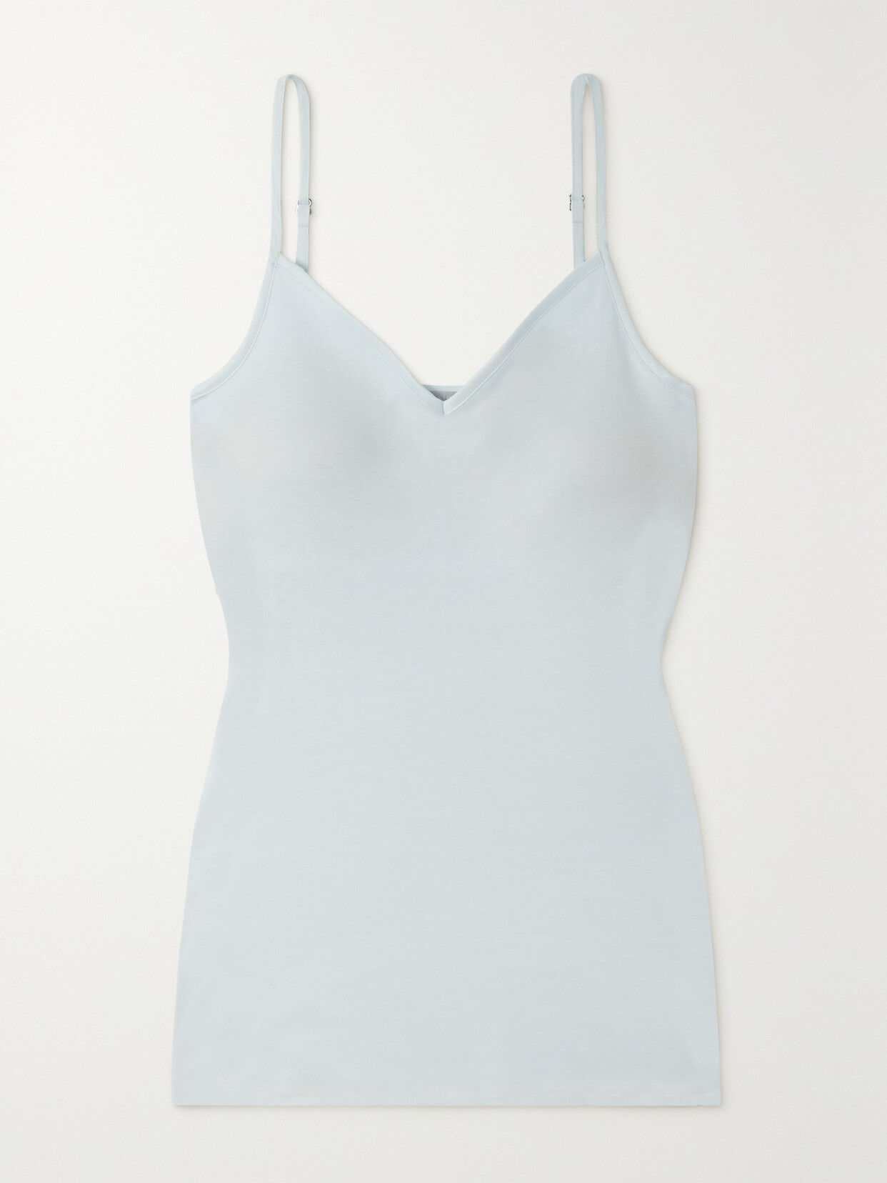 Hanro - Satin-trimmed Mercerized Cotton-jersey Camisole - Blue