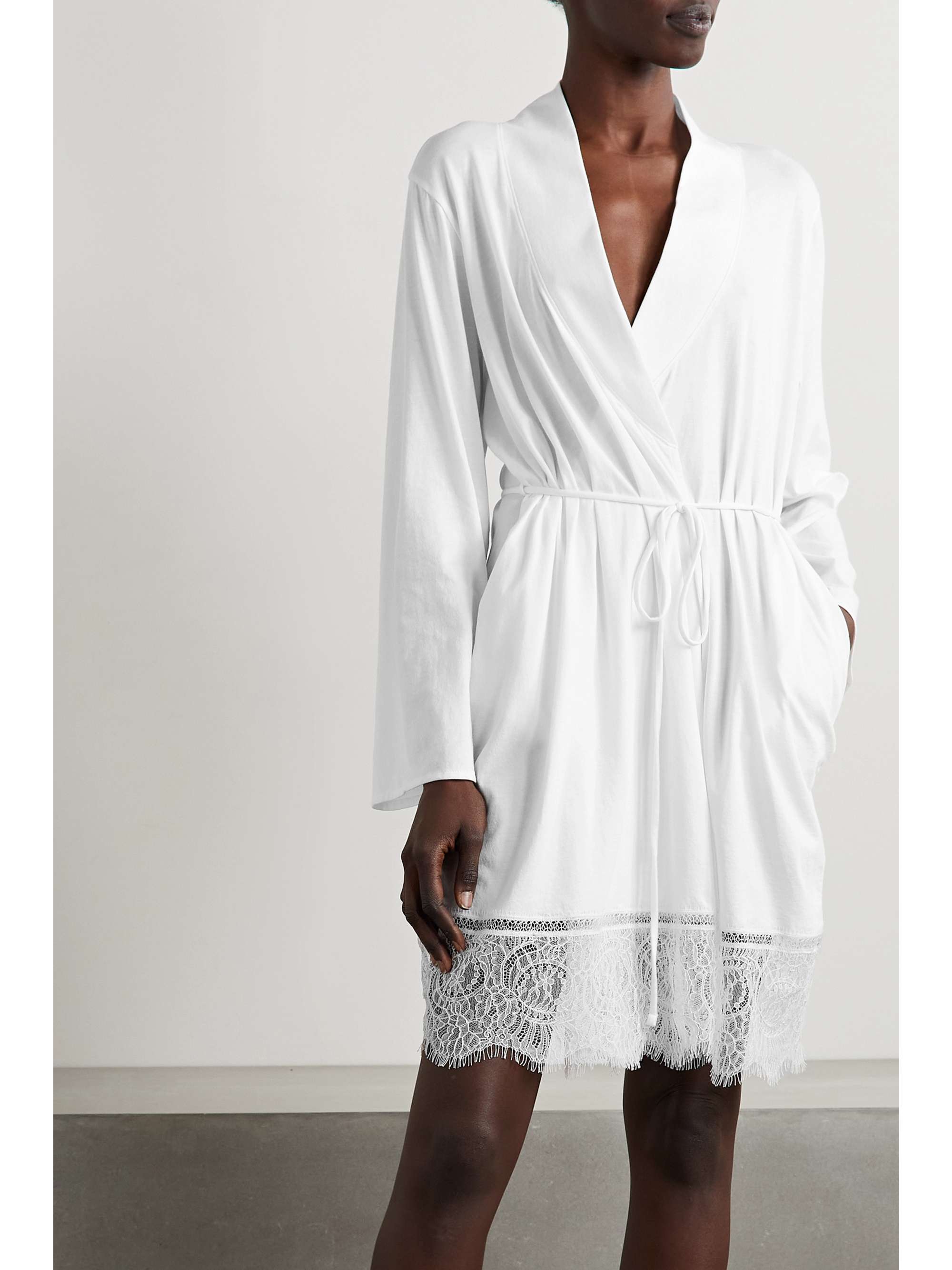 SKIN Maggie lacetrimmed Pima cottonjersey robe NETAPORTER
