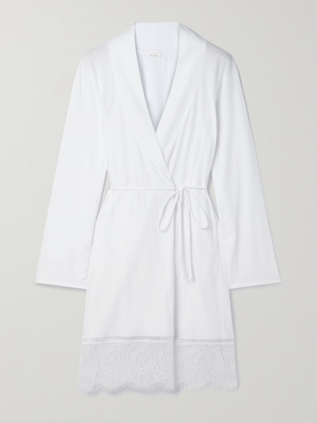 Skin - Maggie Lace-trimmed Pima Cotton-jersey Robe - White