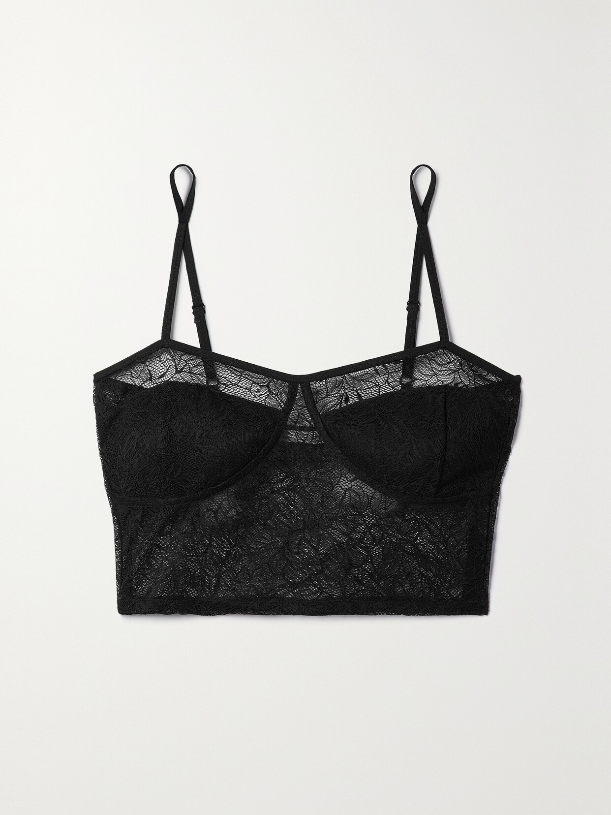 Skin - Lucie Organic Pima Cotton-lace Soft-cup Bra - Black