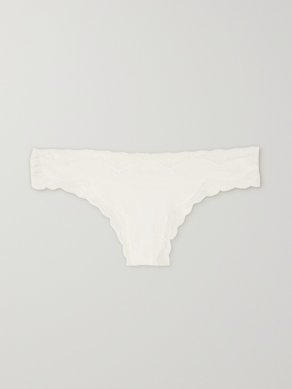 Skin - + Net Sustain Genny Lace-trimmed Stretch Organic Pima Cotton-jersey Briefs - White