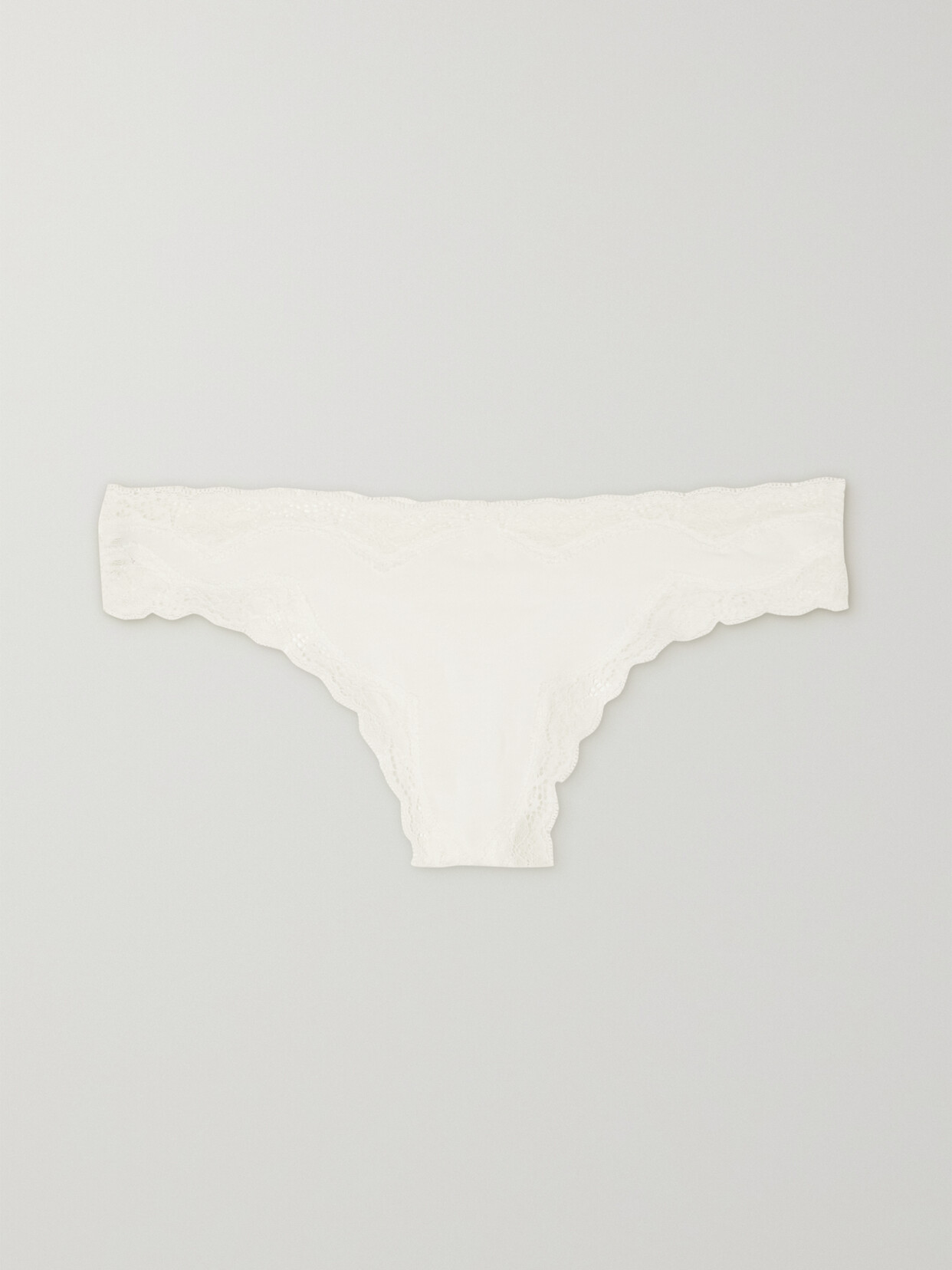 Skin - + Net Sustain Genny Lace-trimmed Stretch Organic Pima Cotton-jersey Briefs - White