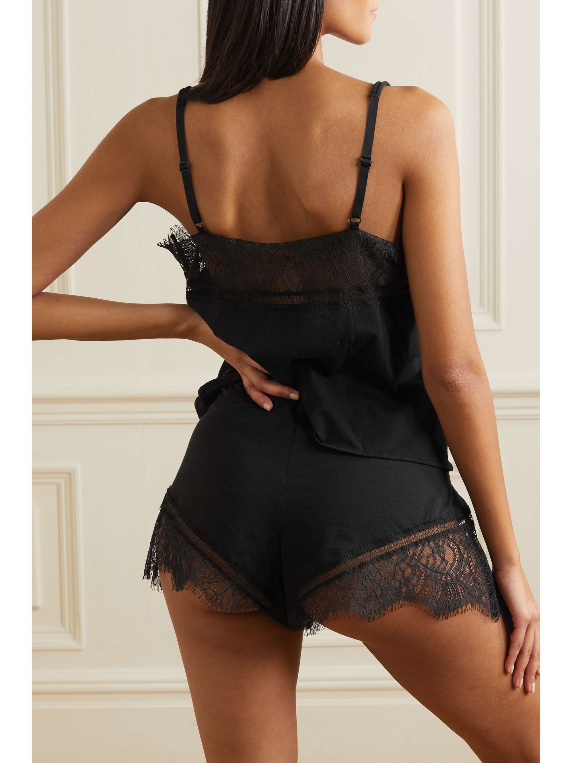 SKIN + NET SUSTAIN Meadow lace-trimmed organic Pima cotton-jersey pajama set