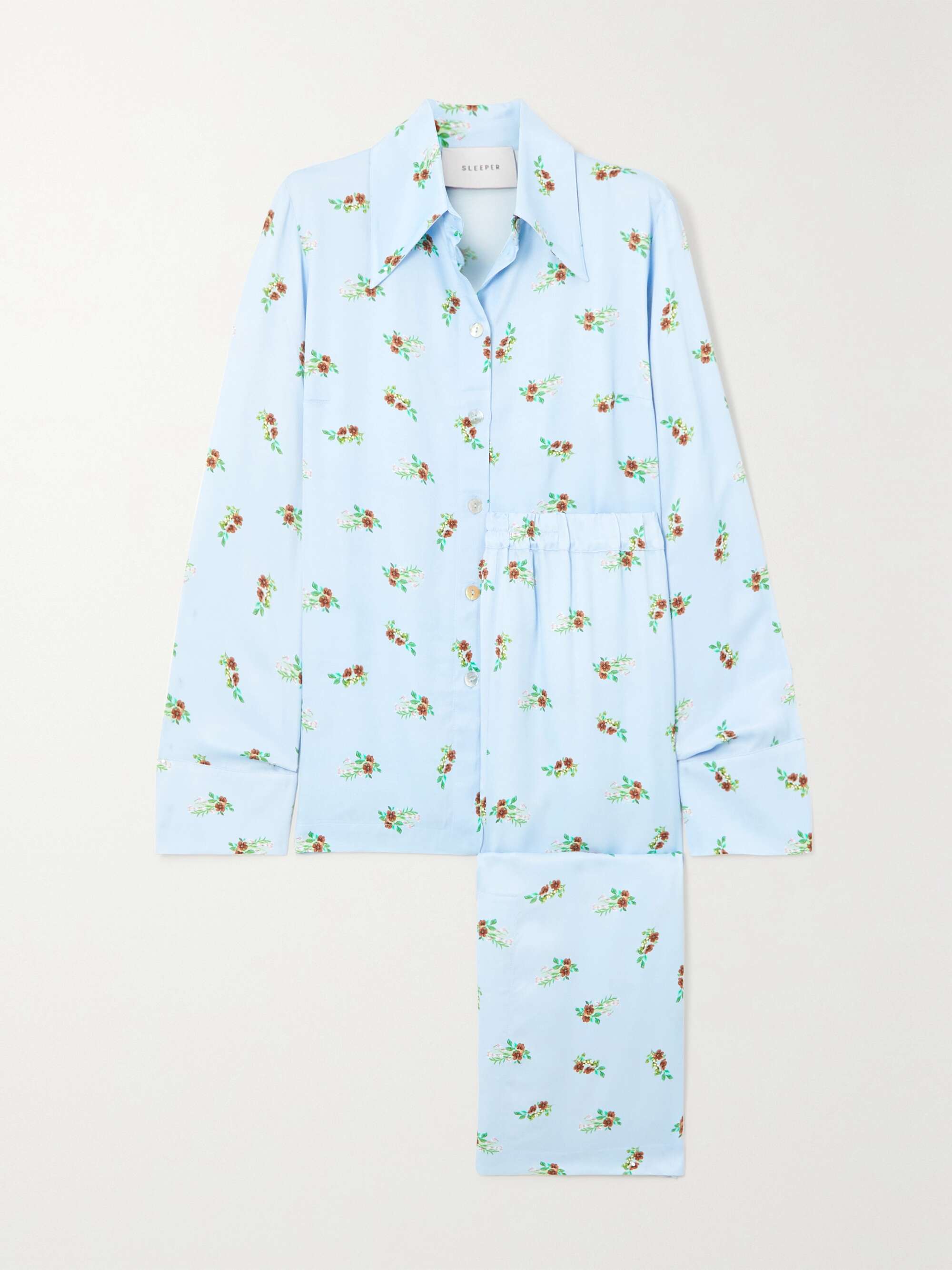 SLEEPER NET SUSTAIN floral print satin pajama set NET A PORTER
