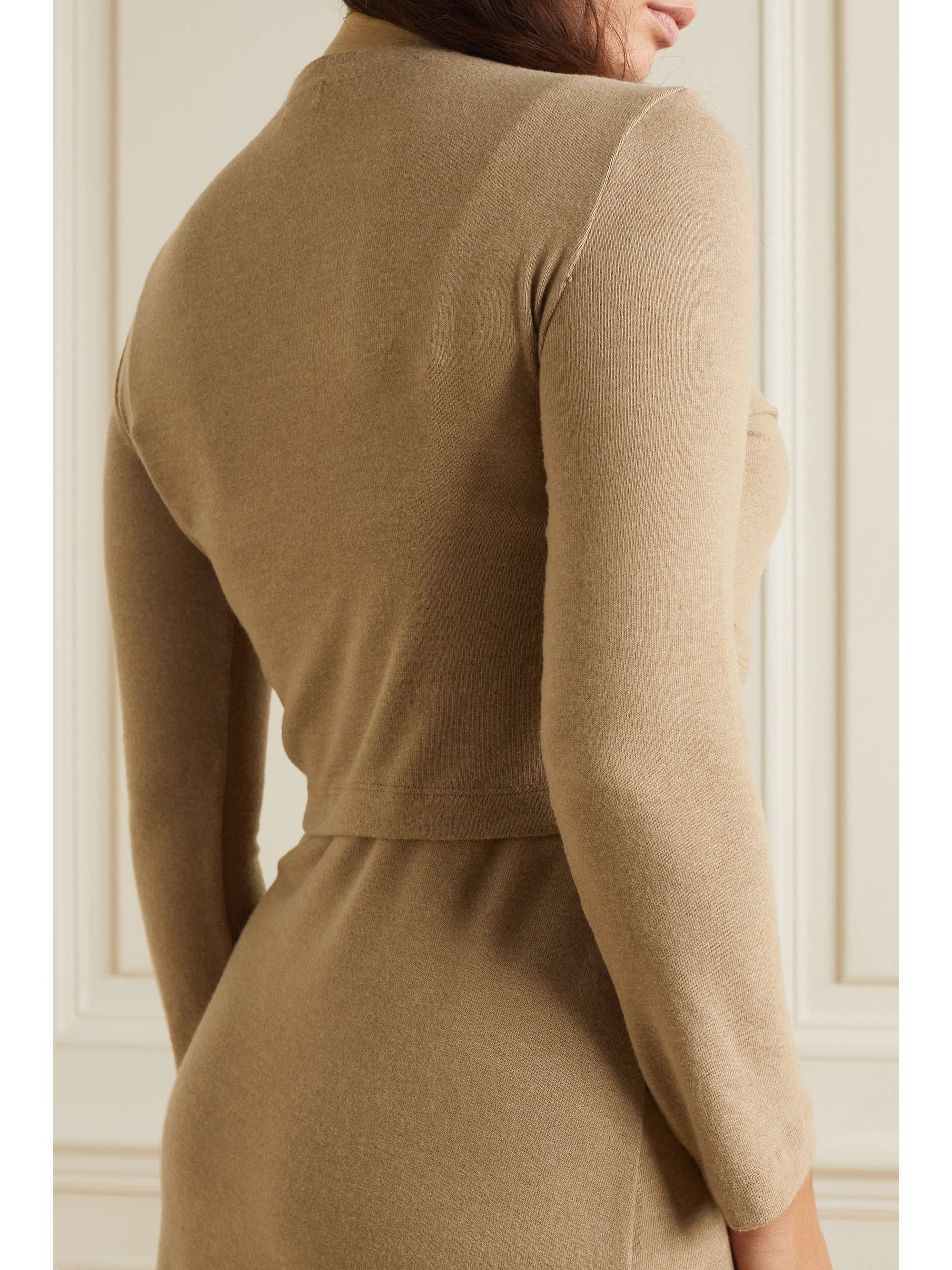 LESET Lauren cropped brushed stretch-knit cardigan
