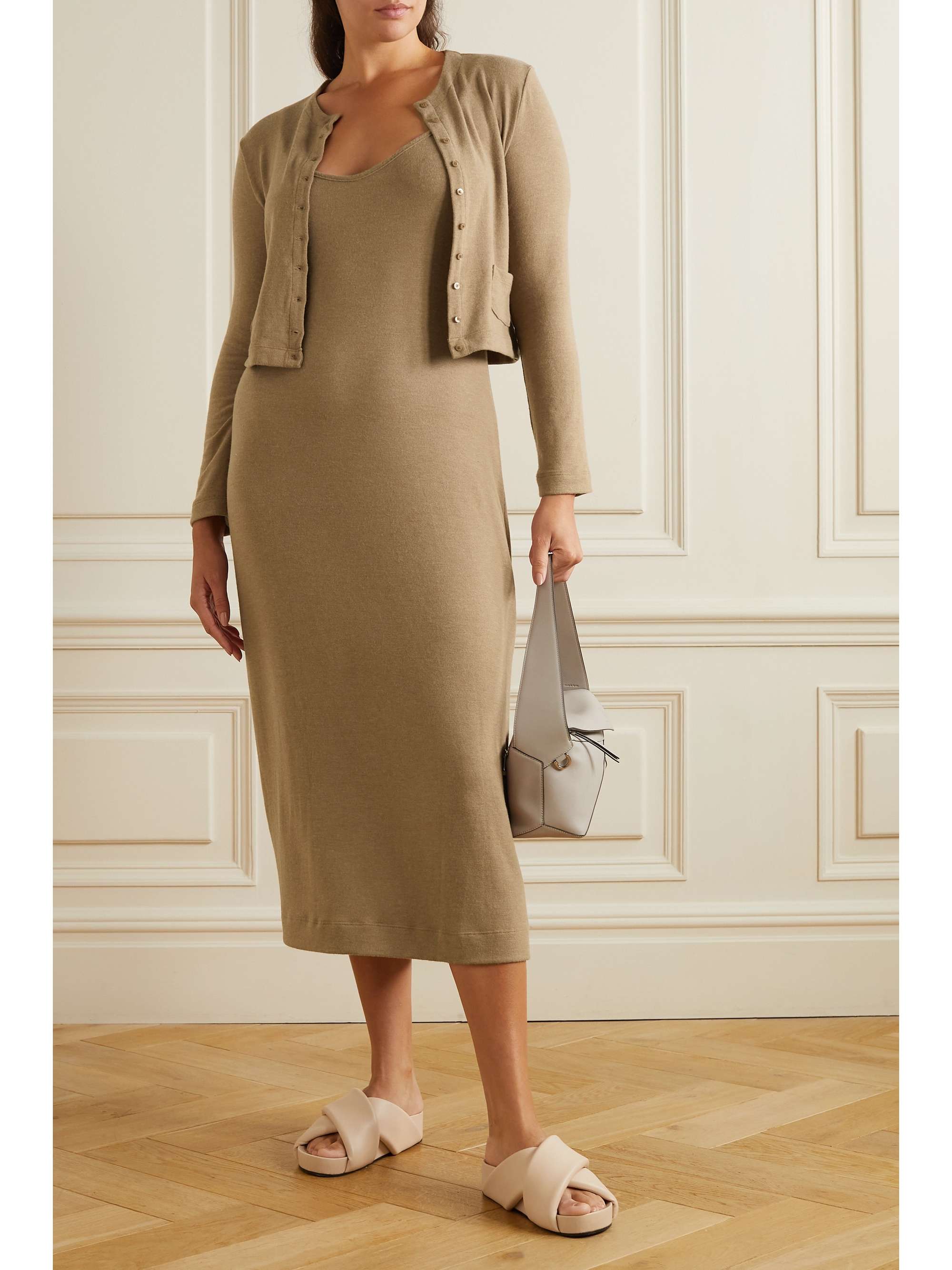 LESET Lauren brushed jersey midi dress