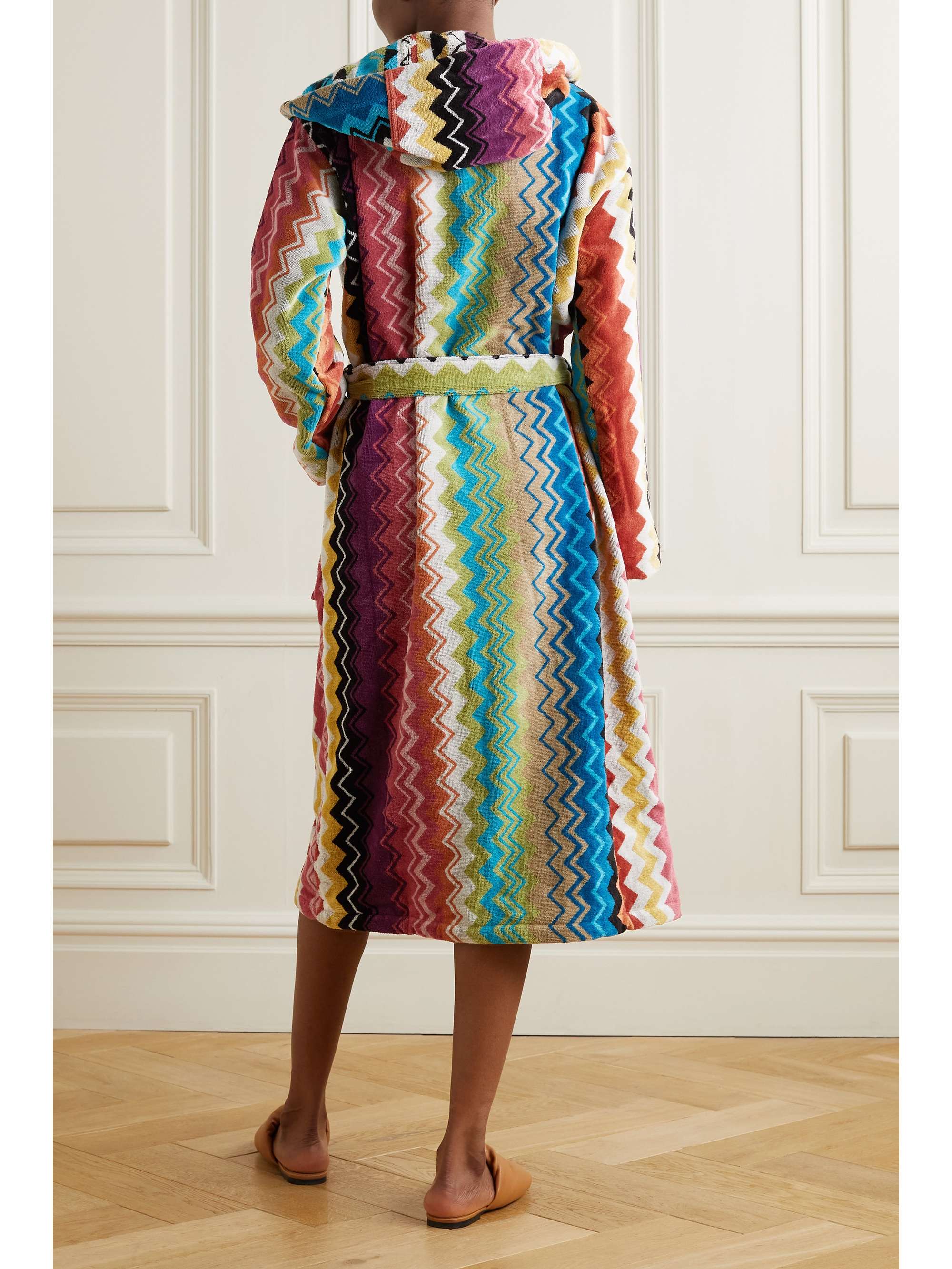 MISSONI HOME Giacomo striped hooded belted cotton-terry robe