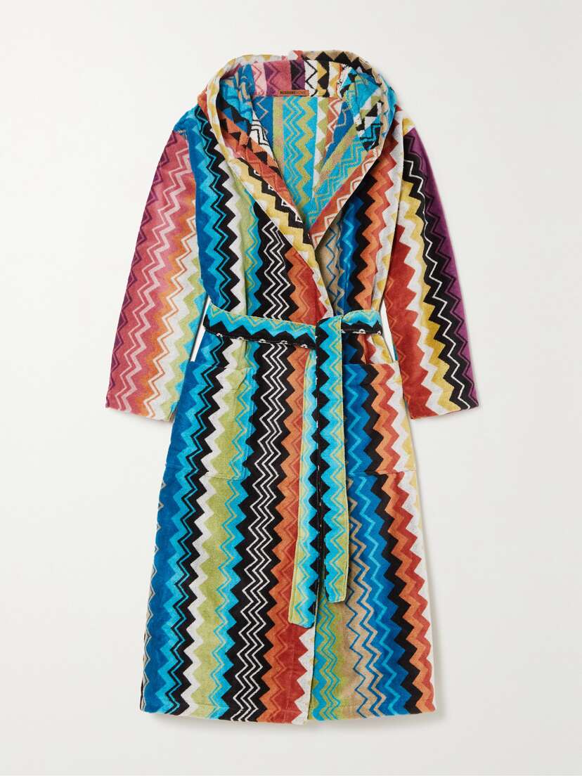 Missoni Giacomo Striped Hooded Belted Cotton-terry Robe