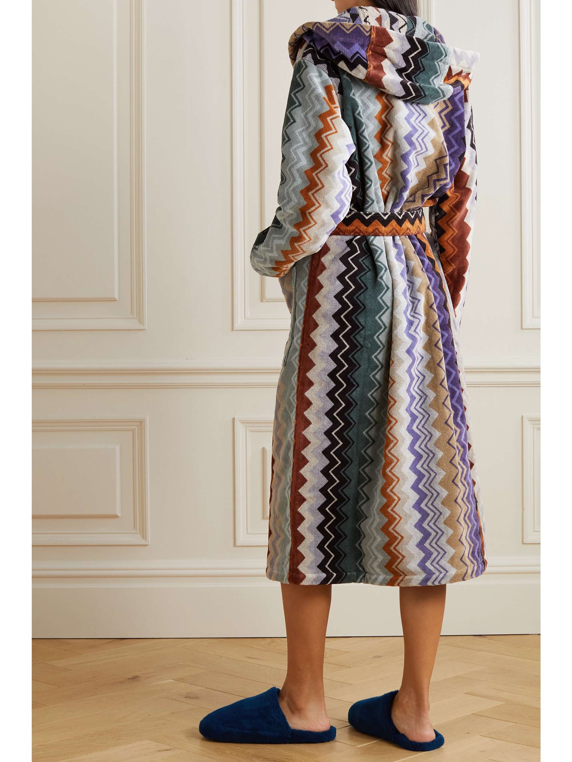 MISSONI HOME Giacomo striped hooded belted cotton-terry robe