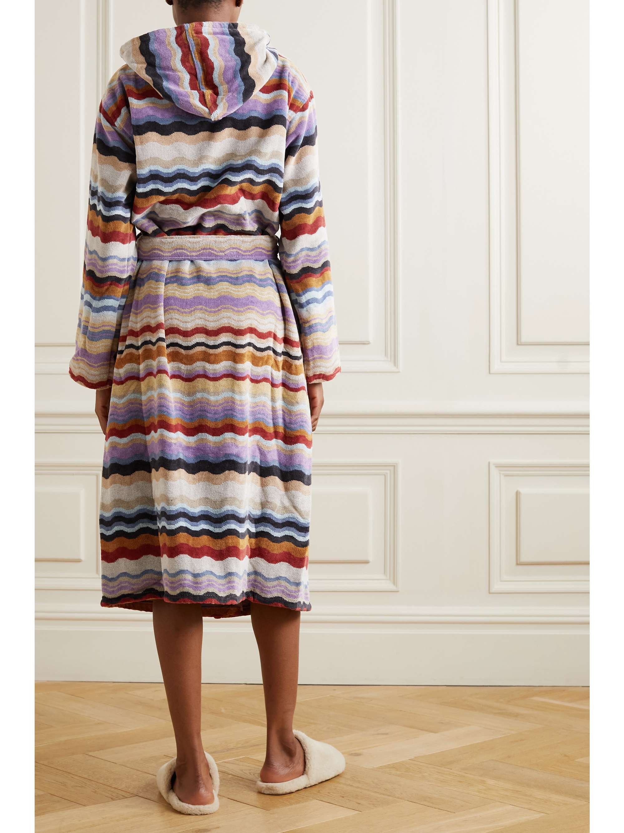 MISSONI HOME Bonnie hooded belted striped cotton-terry robe