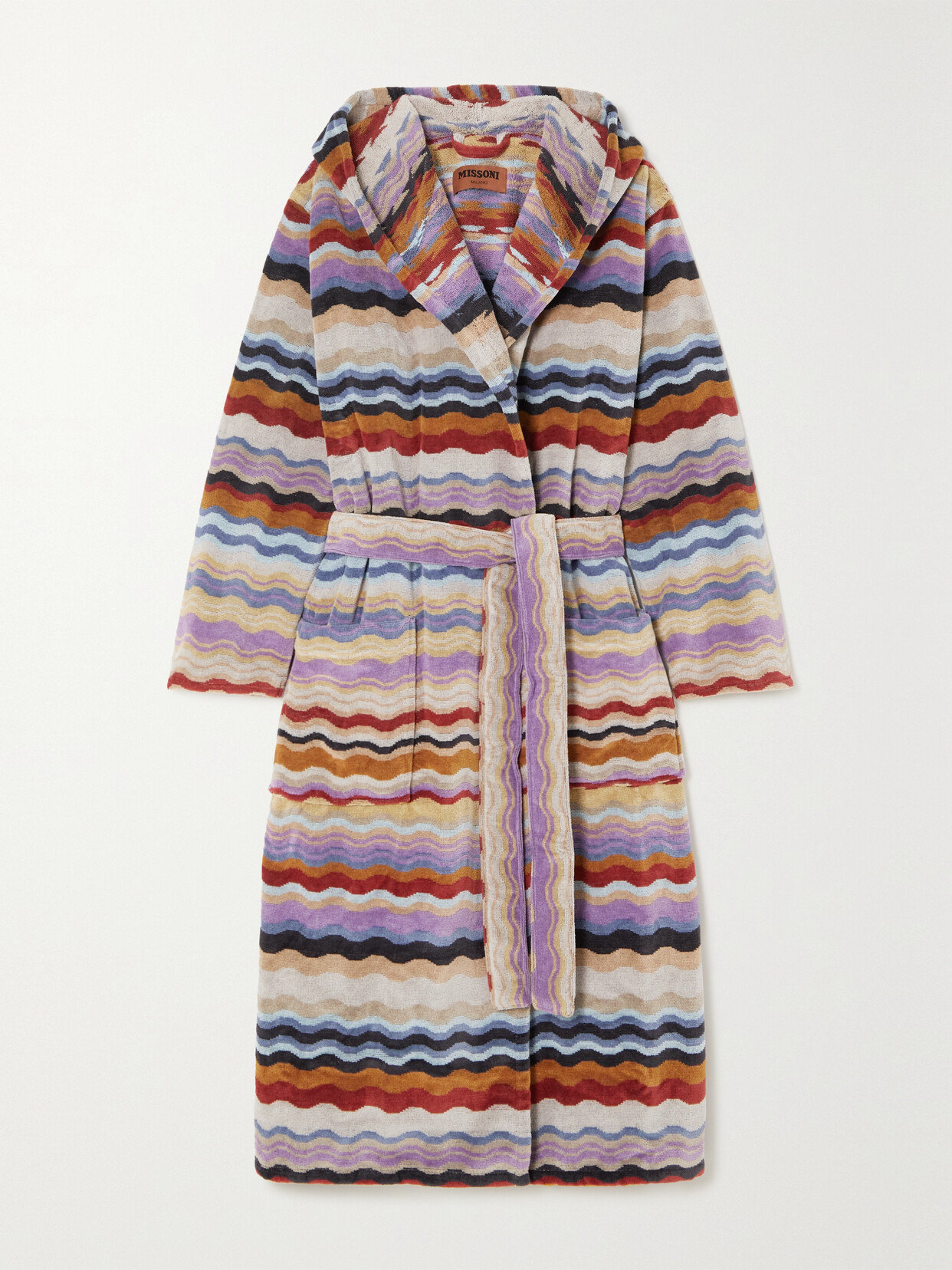 Missoni Home - Bonnie Hooded Belted Striped Cotton-terry Robe - Cream