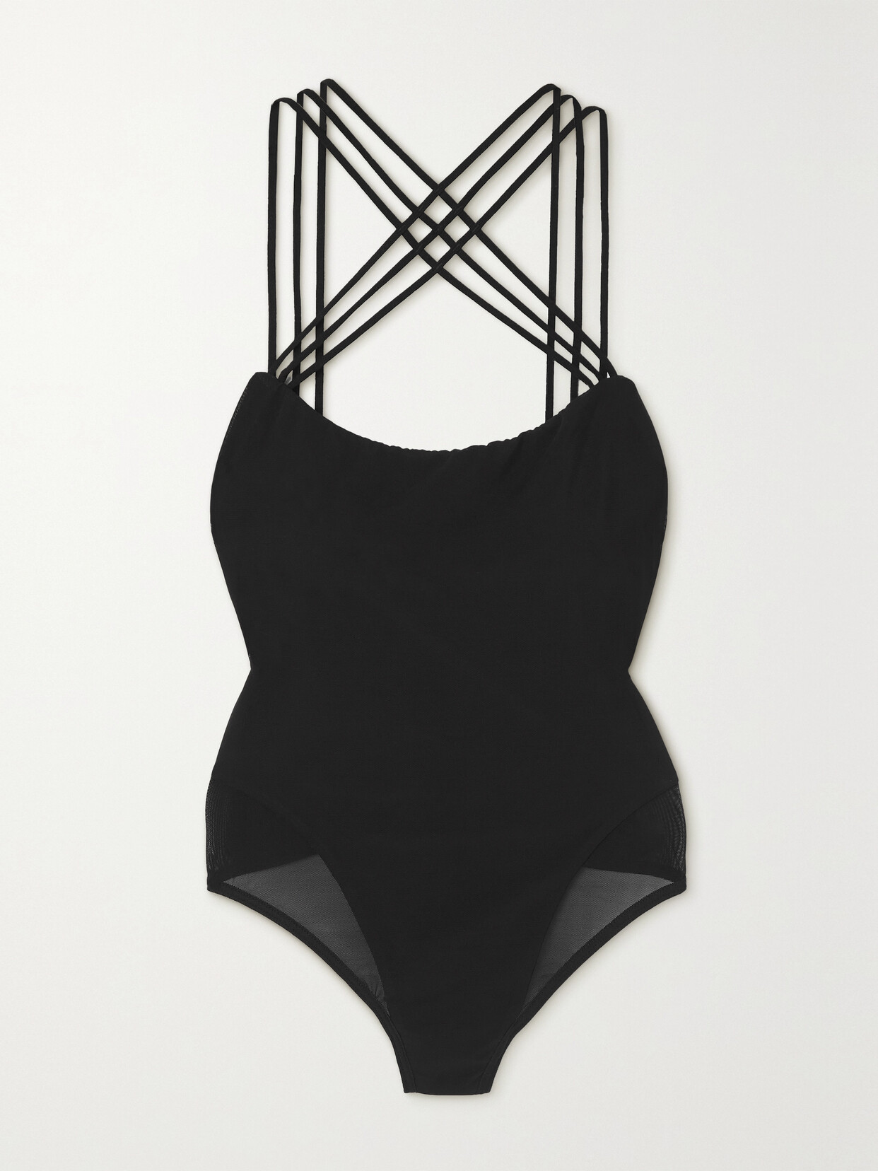 MARIKA VERA Mariah Open-back Stretch-jersey And Mesh Thong Bodysuit - Black