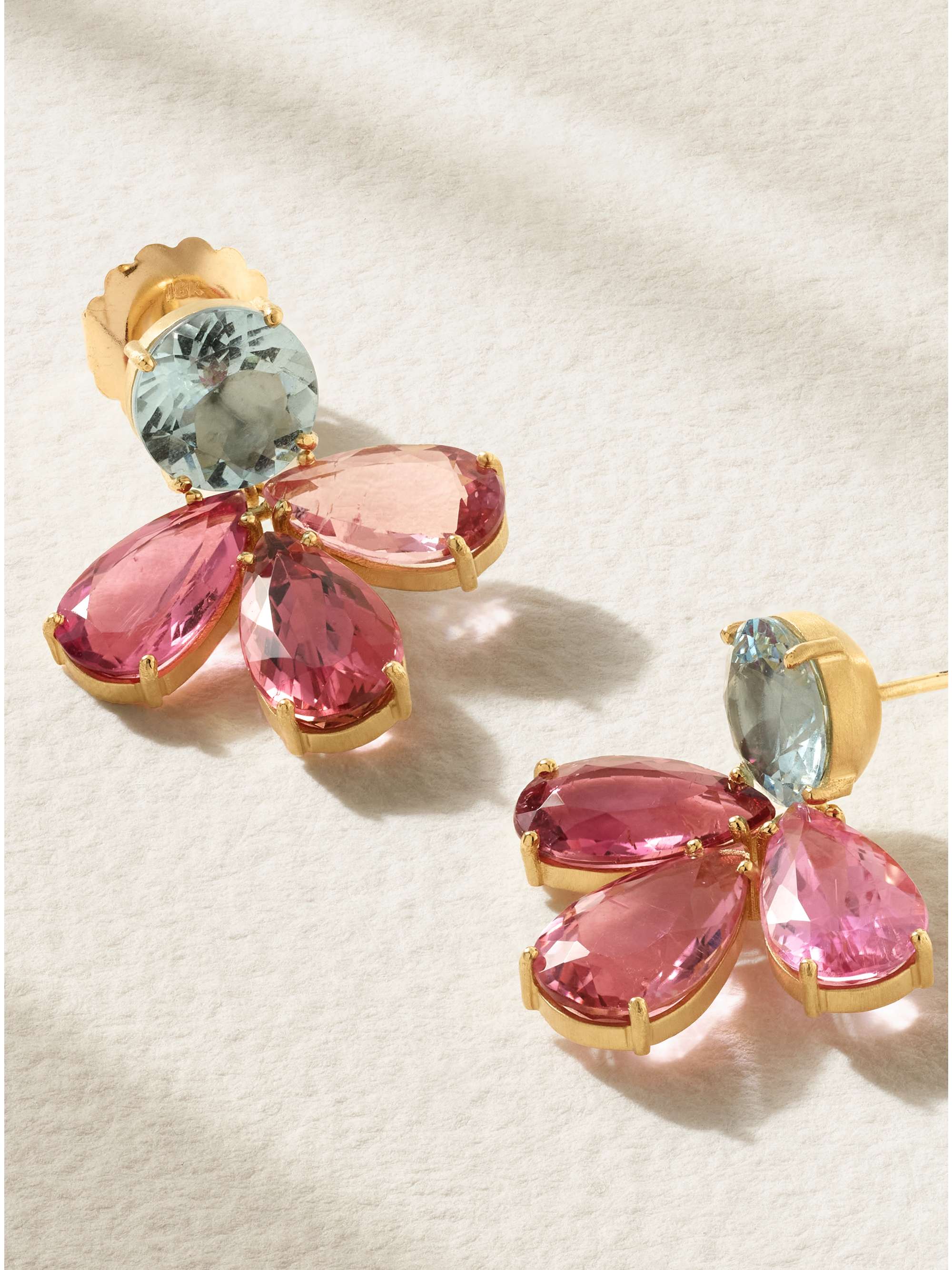 IRENE NEUWIRTH Gemmy Gem 18-karat gold, tourmaline and aquamarine earrings