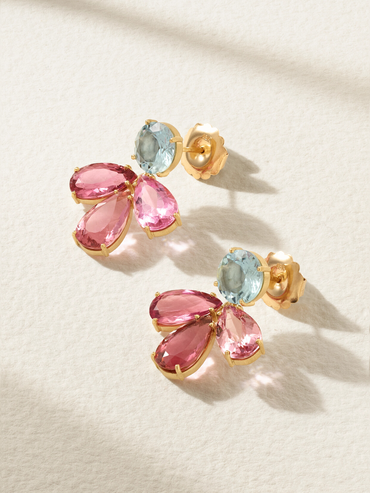 Irene Neuwirth - Gemmy Gem 18-karat Gold, Tourmaline And Aquamarine Earrings - Pink