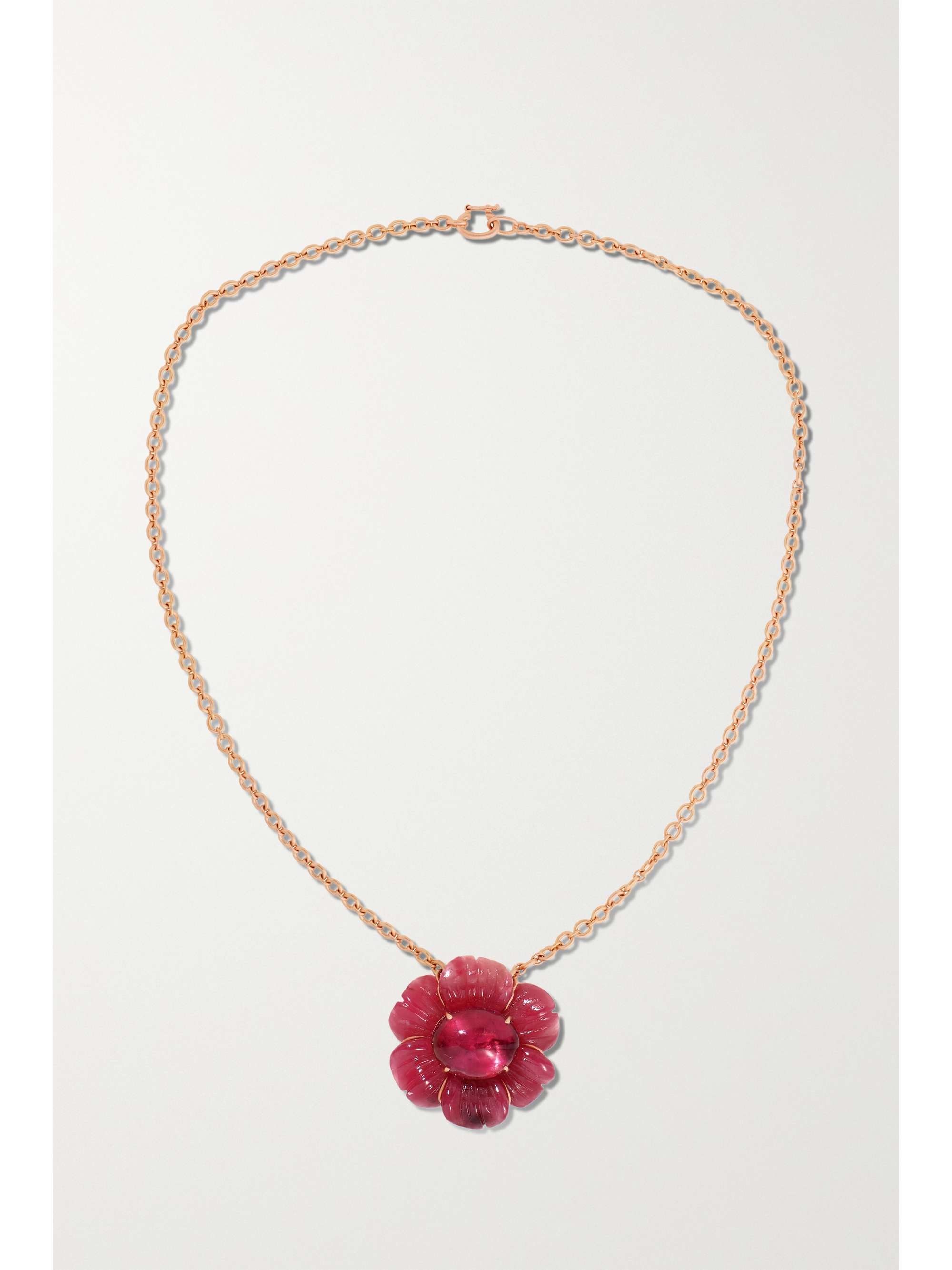 IRENE NEUWIRTH Tropical Flower 18-karat rose gold, rhodonite and tourmaline necklace