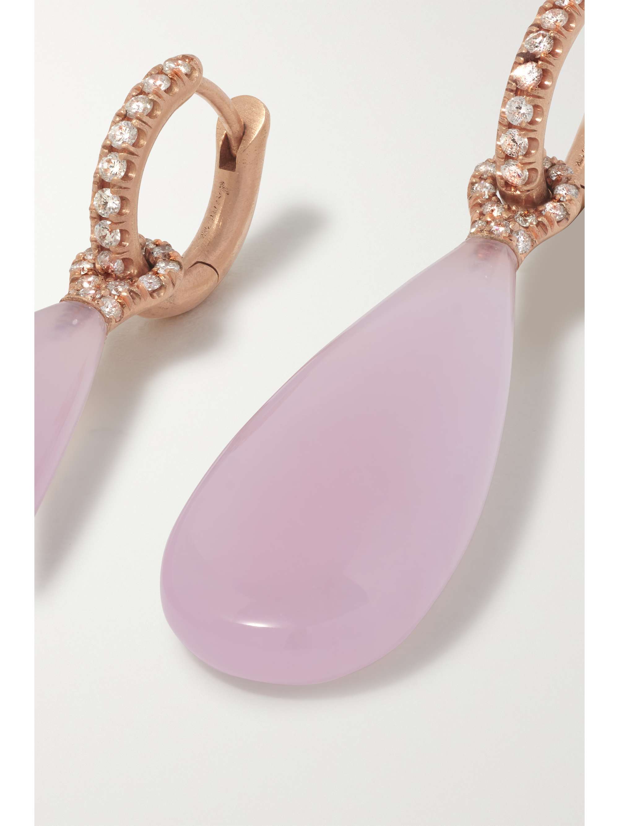 IRENE NEUWIRTH Swing Hoop 18-karat rose gold, chalcedony and diamond earrings