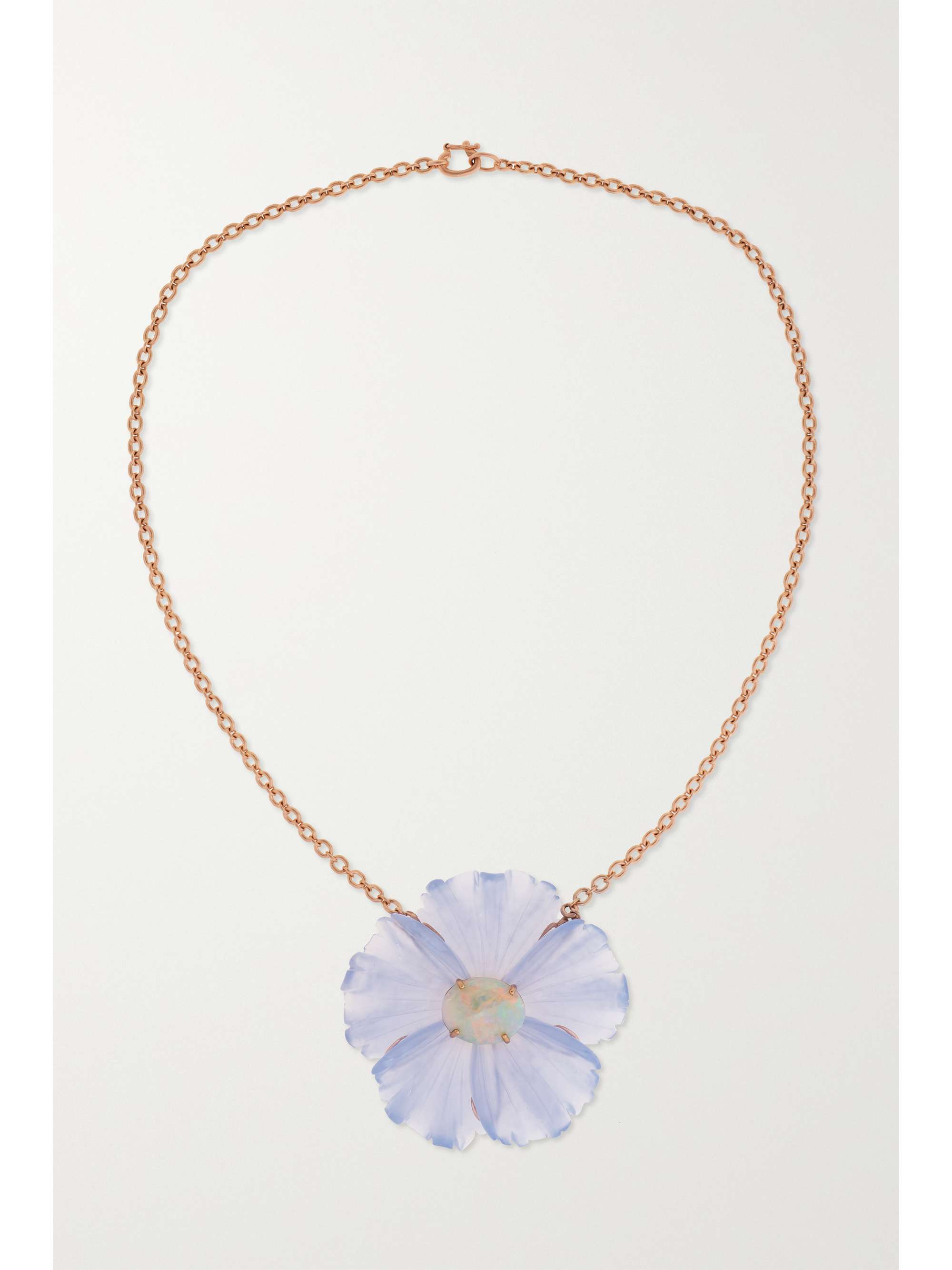 IRENE NEUWIRTH Tropical Flower 18-karat rose gold, chalcedony and opal necklace