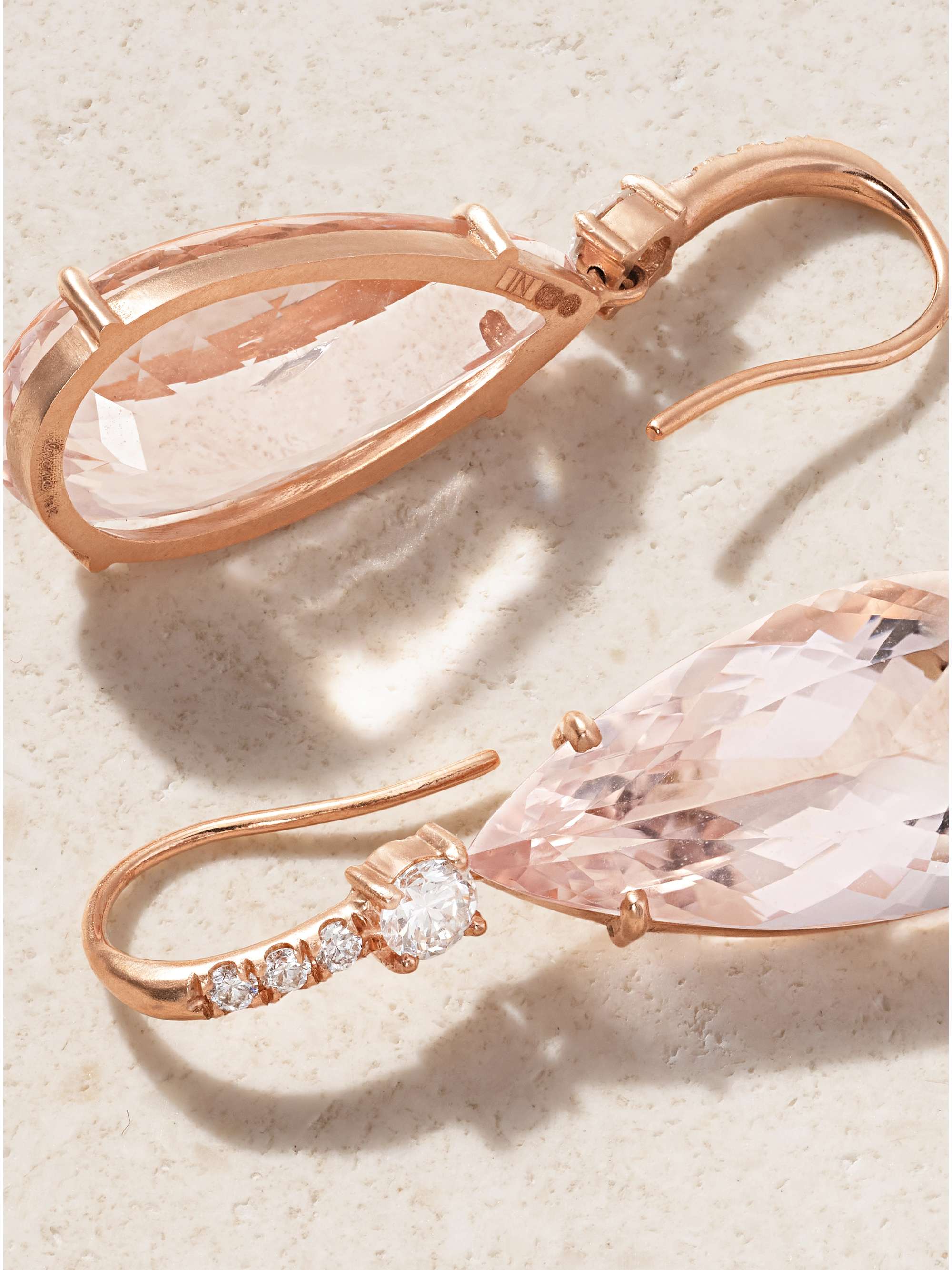 IRENE NEUWIRTH Gemmy Gem 18-karat rose gold, morganite and diamond earrings
