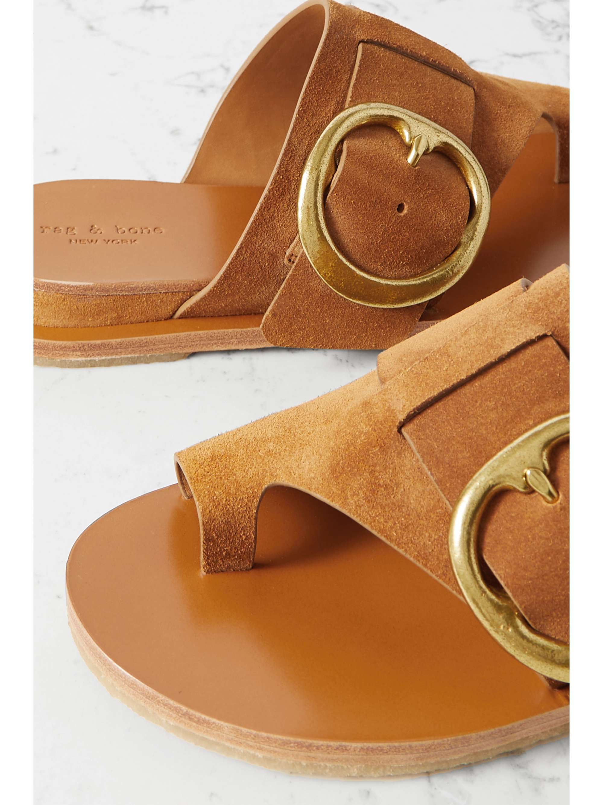 RAG & BONE Beau buckled suede slides