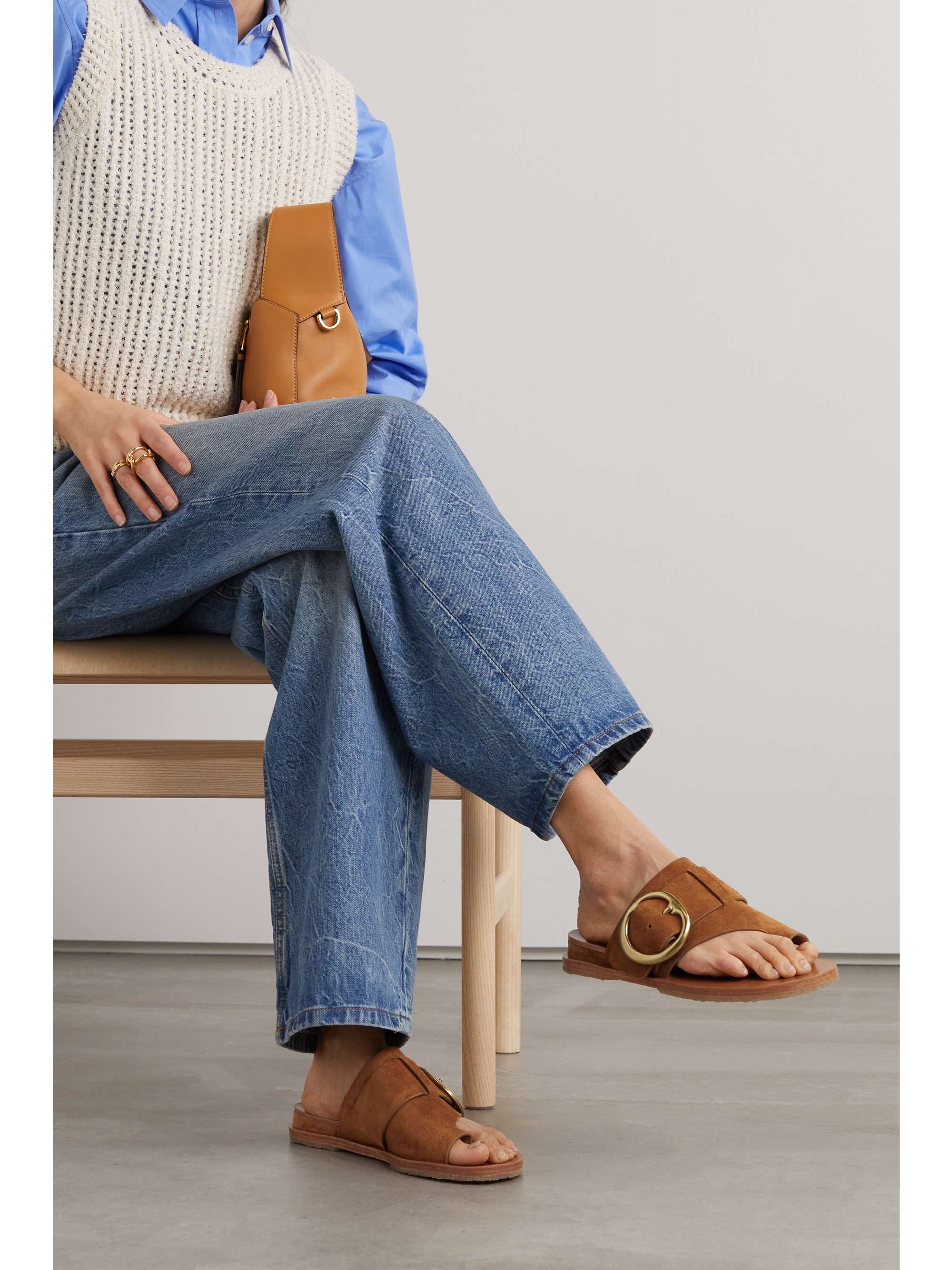 RAG & BONE Beau buckled suede slides