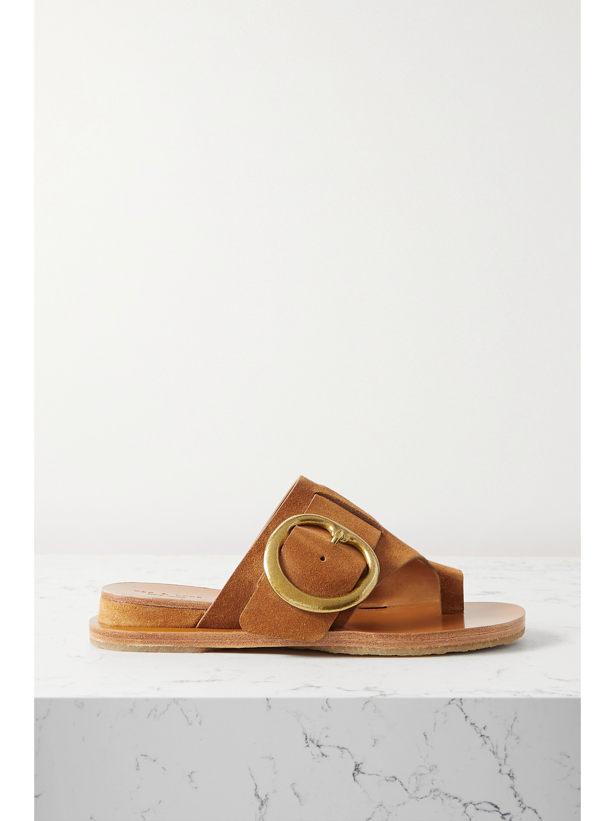 rag & bone - Beau Buckled Suede Slides - Brown