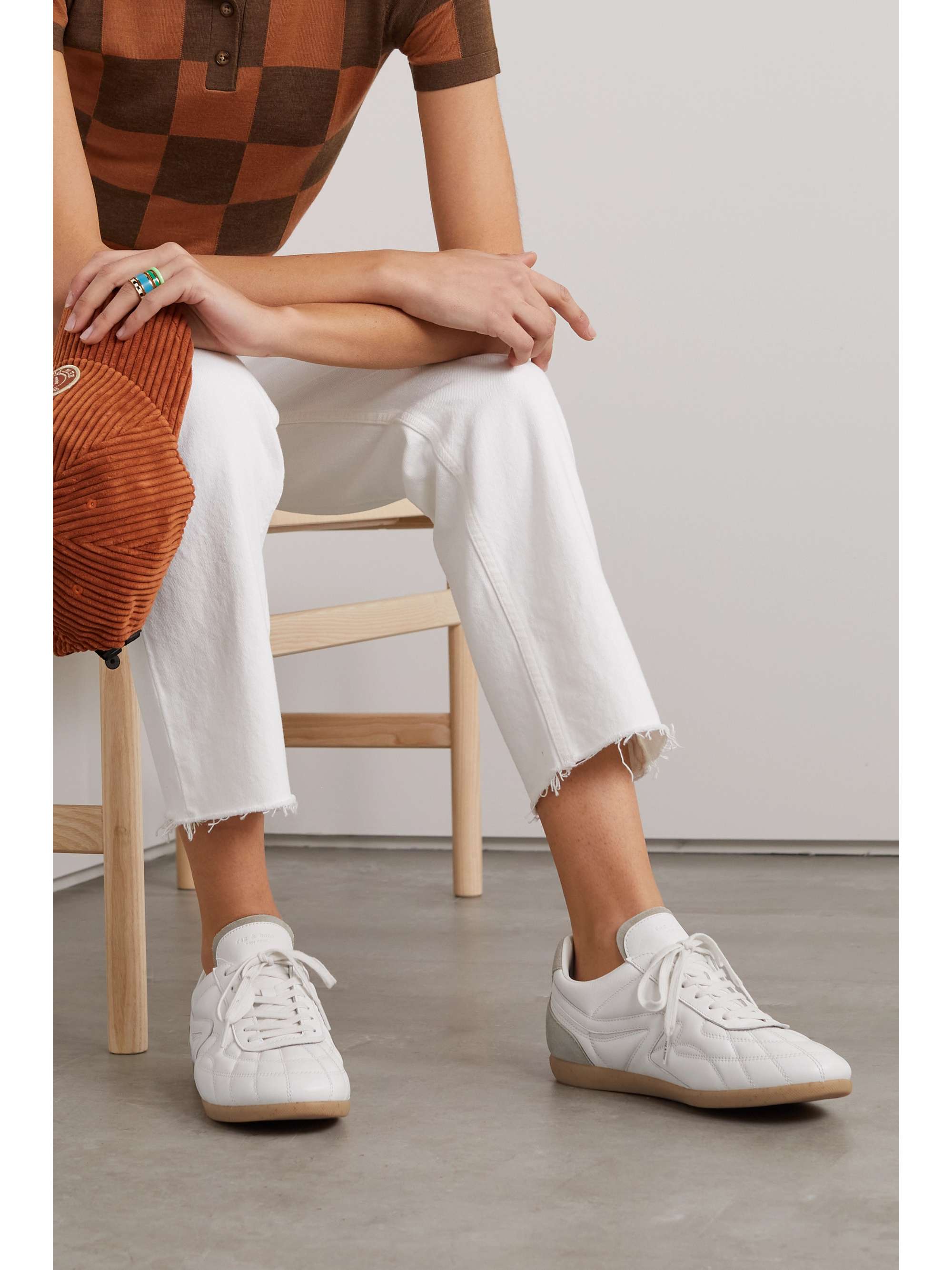 RAG & BONE Retro Legacy suede-trimmed leather sneakers