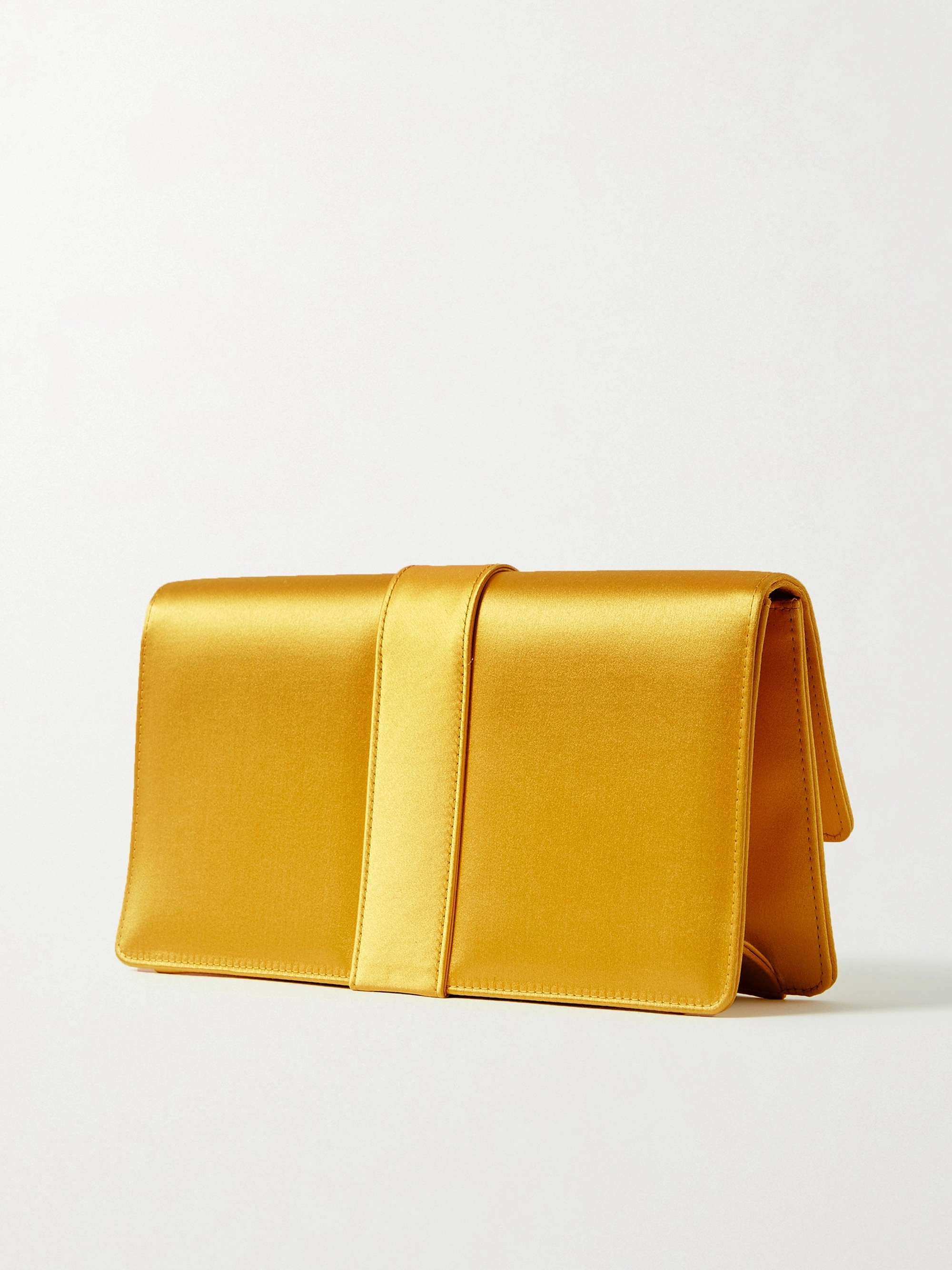 MANOLO BLAHNIK Capri Clutch aus Samt mit Satinbesatz und Kristallen