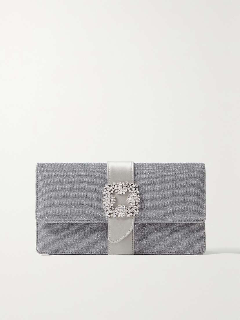 Manolo Blahnik Capri Crystal-embellished Lurex Clutch