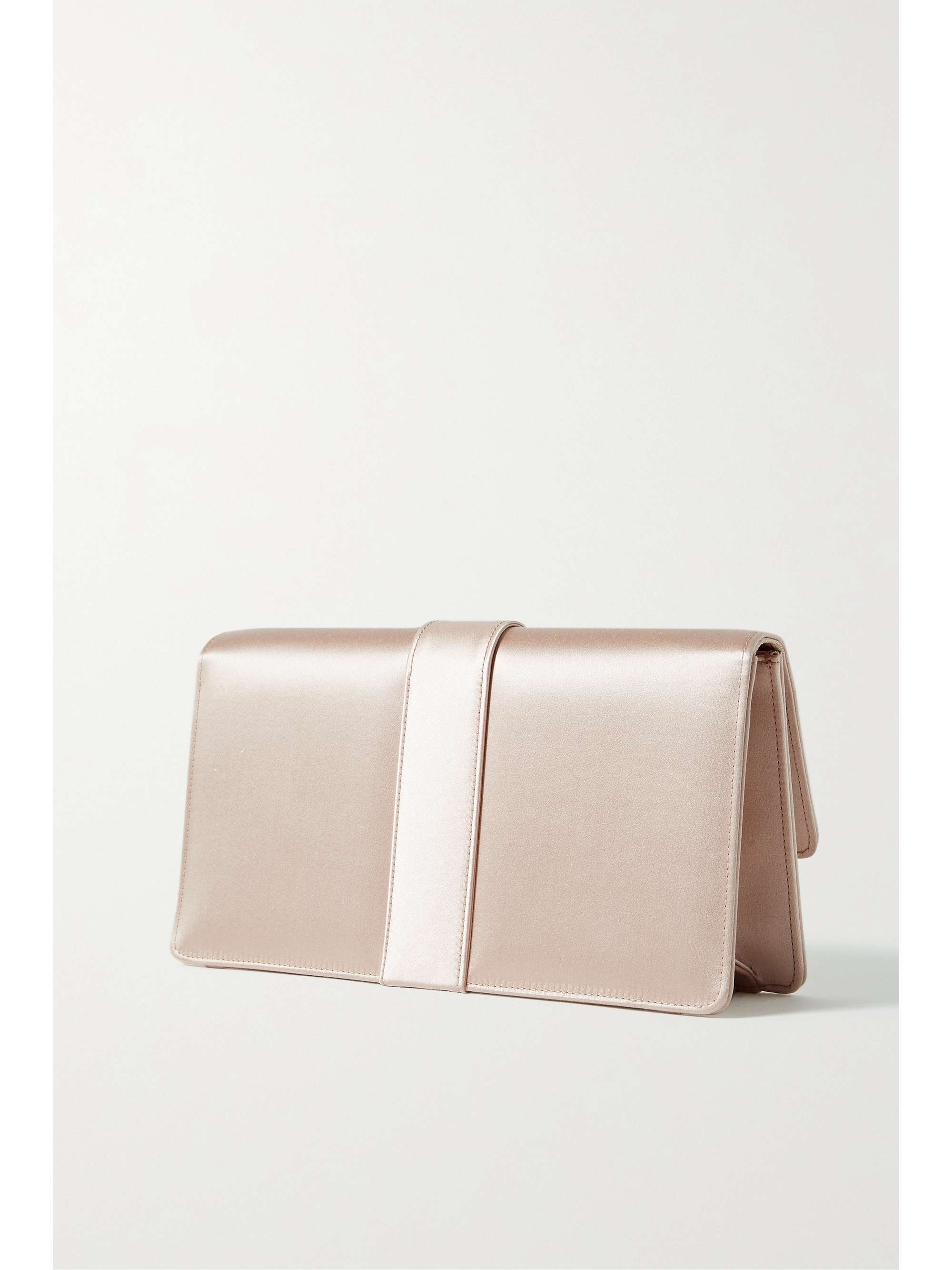 MANOLO BLAHNIK Capri Clutch aus Samt mit Satinbesatz und Kristallen