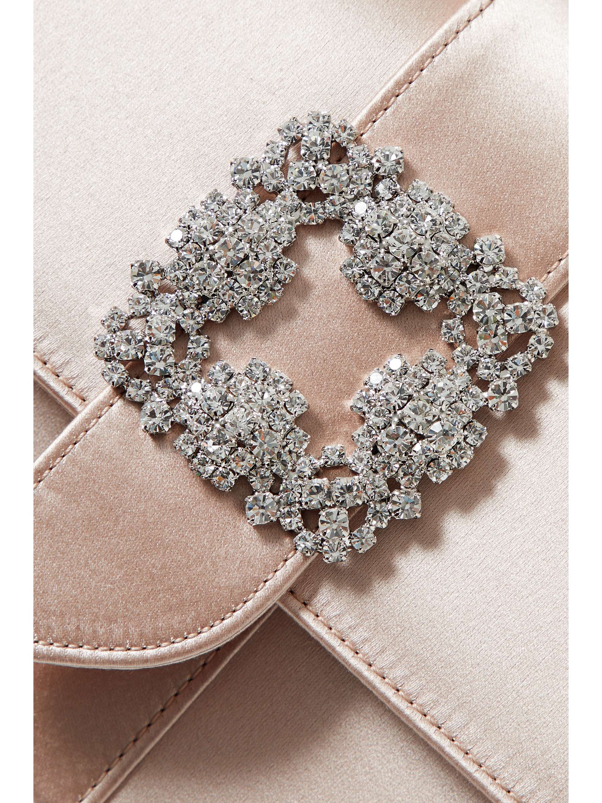 MANOLO BLAHNIK Capri Clutch aus Samt mit Satinbesatz und Kristallen